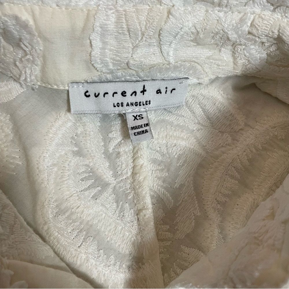 Current Air Current Air Floral Embroidered Cotton 3/4 Bell Sleeve Ivory Size XS / US 0-2 / IT 36-38 - 6 Thumbnail