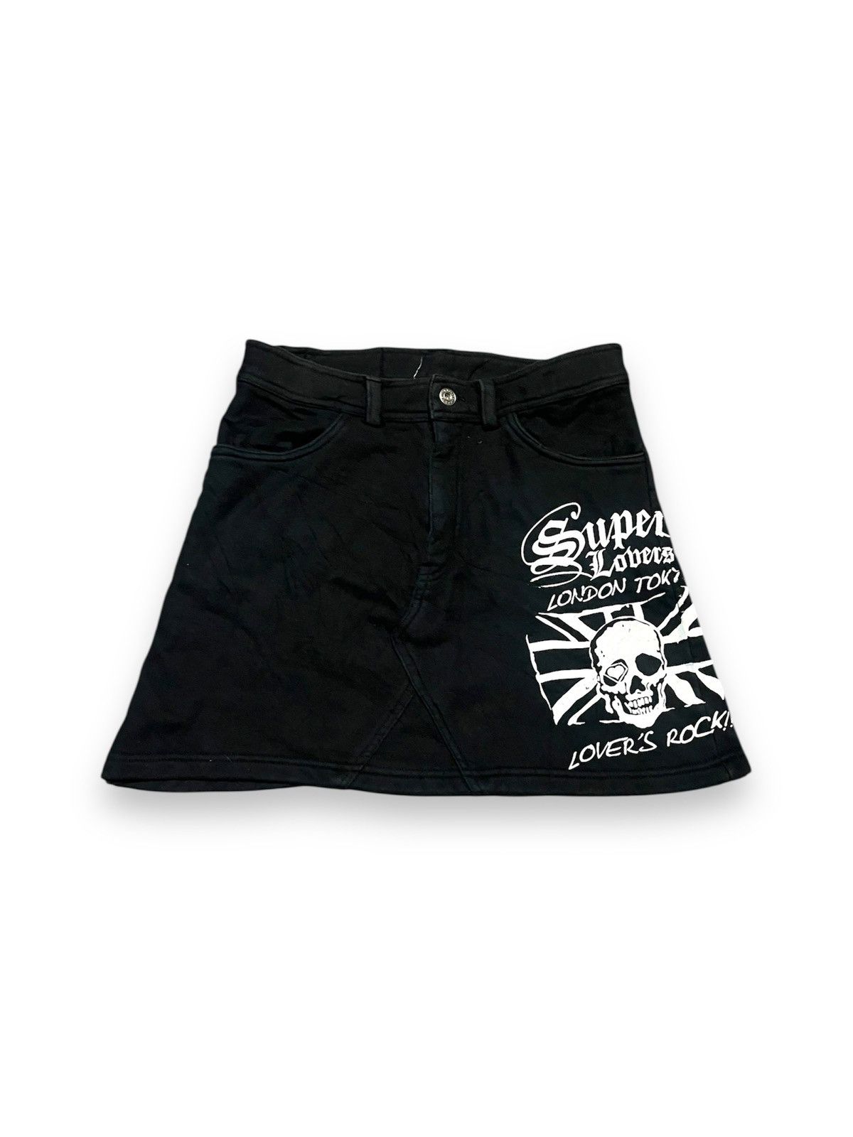 If Six Was Nine Super Lover Lover Rock Skull Black Skirt Size 28" / US 6 / IT 42 - 1 Thumbnail