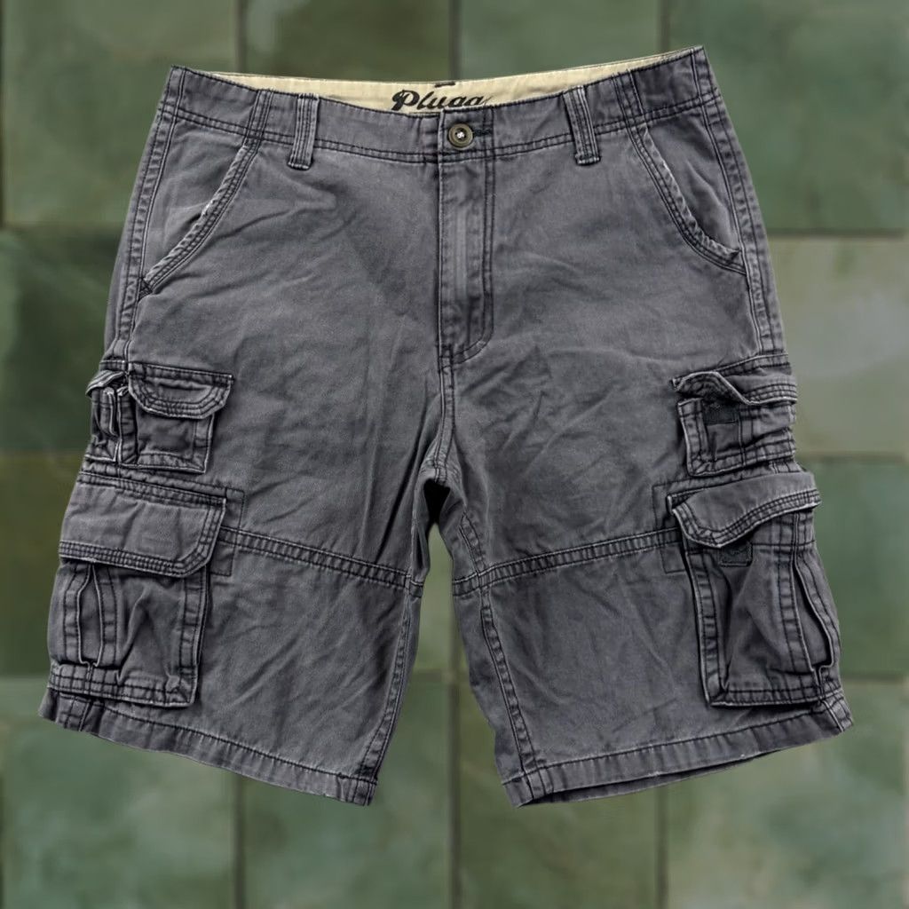 Vintage VINTAGE Plugg Cargo Shorts Mens 32 Gray Baggy Skater Grunge Outdoor Zip 90s Y2K 11" Size US 32 / EU 48 - 1 Thumbnail