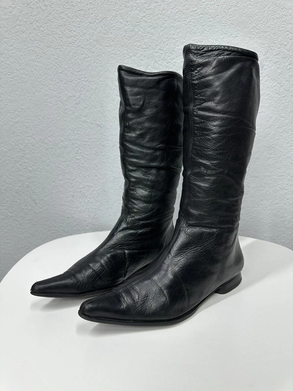 If Six Was Nine Vintage Western Cowboys Leather Boots High Heels Y2k Rare Size US 7 / IT 37 - 1 Thumbnail