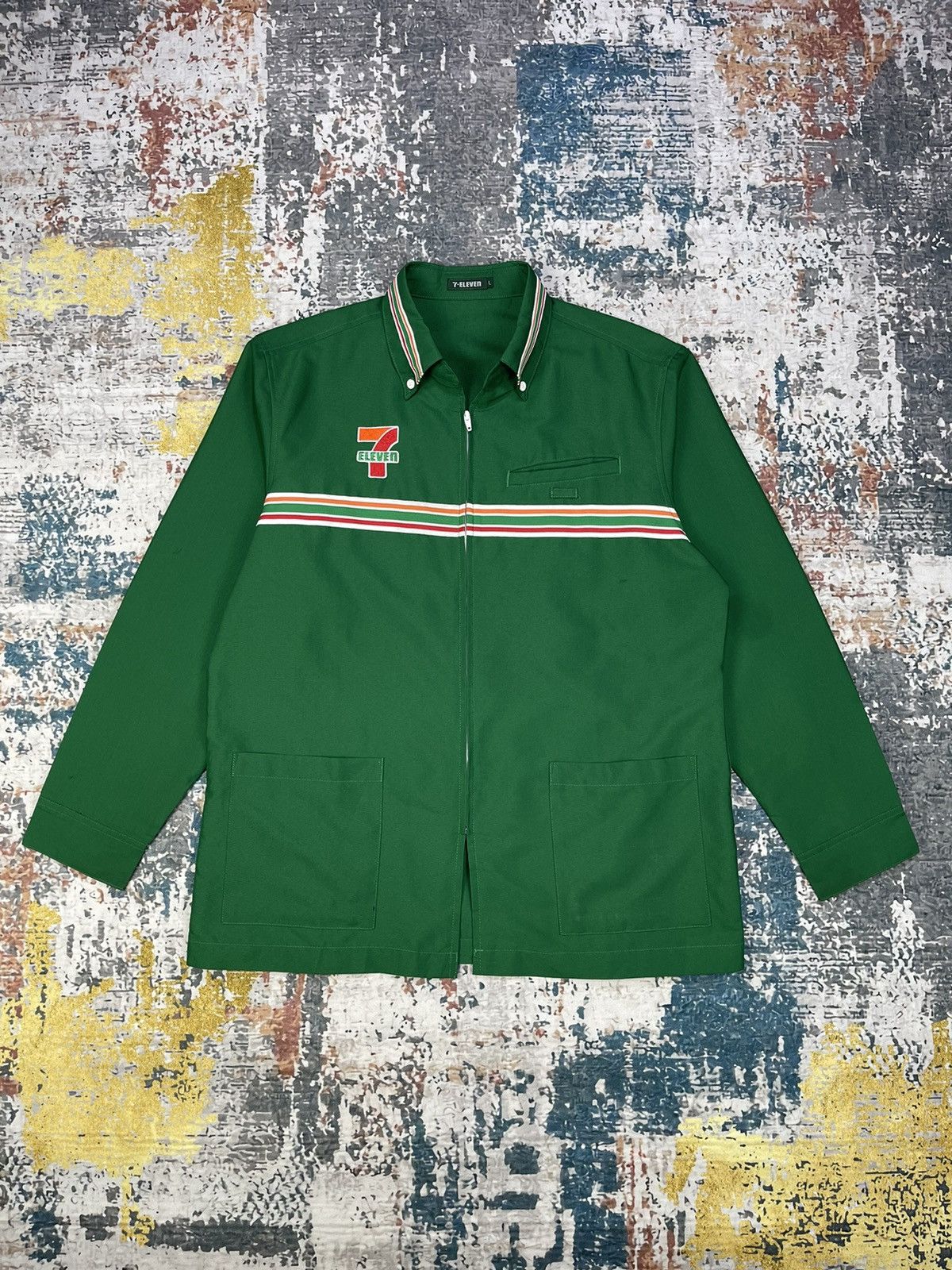 Japanese Brand Vtg 7 ELEVEN Back Spell Zipper Overshirt Uniform Size US L / EU 52-54 / 3 - 2 Thumbnail