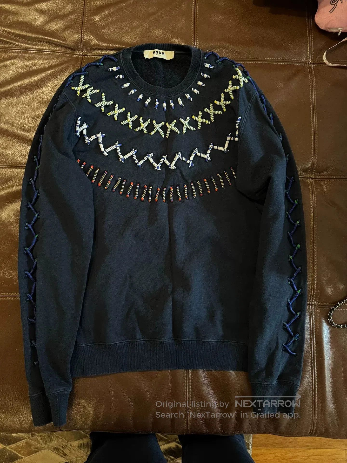 MSGM mens sweatshirt with unique weaving design. Size US S / EU 44-46 / 1 - 1 Thumbnail