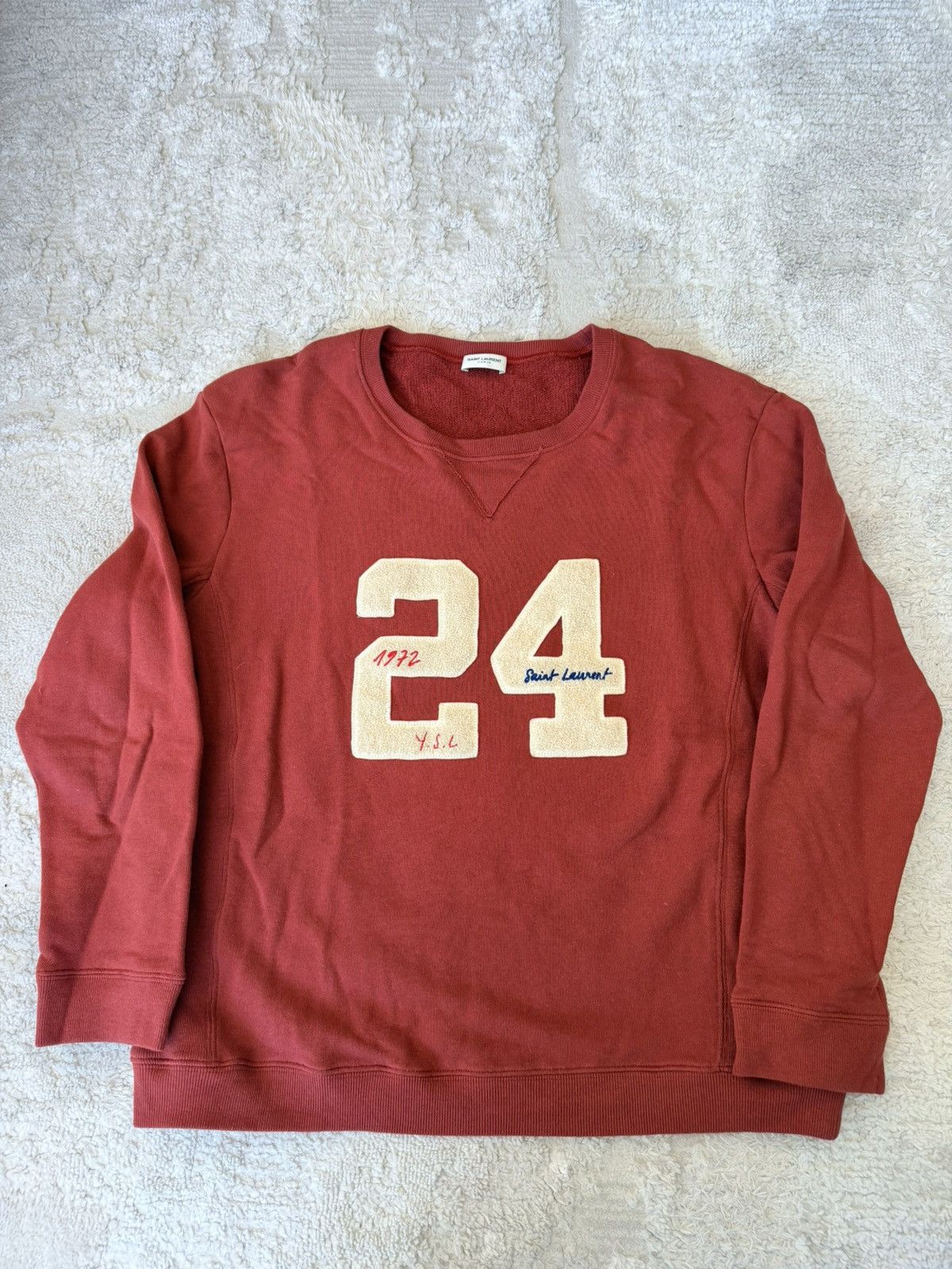 Saint Laurent Paris Saint Laurent Logo Embroidery 24 Crewneck Size US XL / EU 56 / 4 - 1 Thumbnail