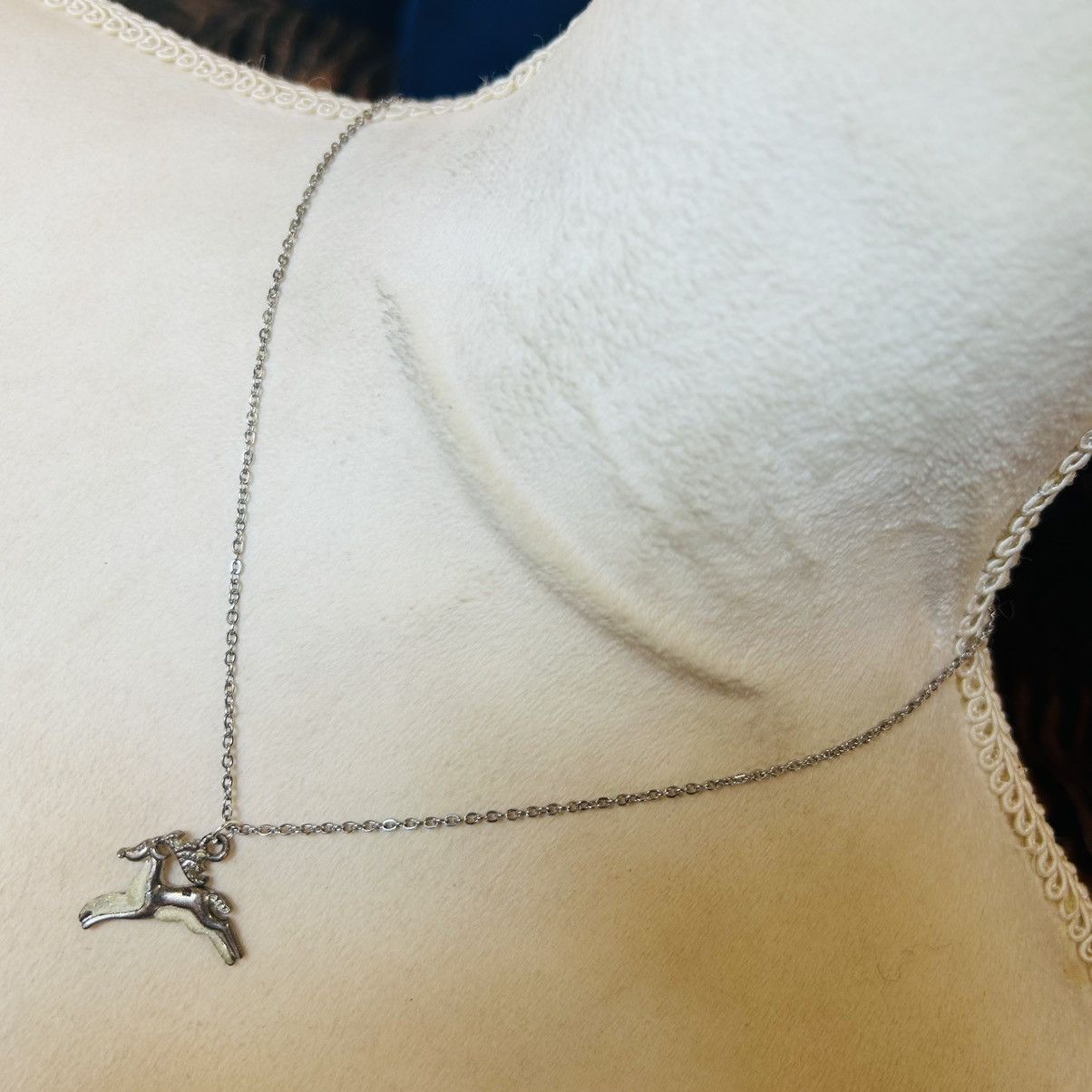Handmade Handcrafted vintage sparkle enamel reindeer necklace Size ONE SIZE - 1 Thumbnail