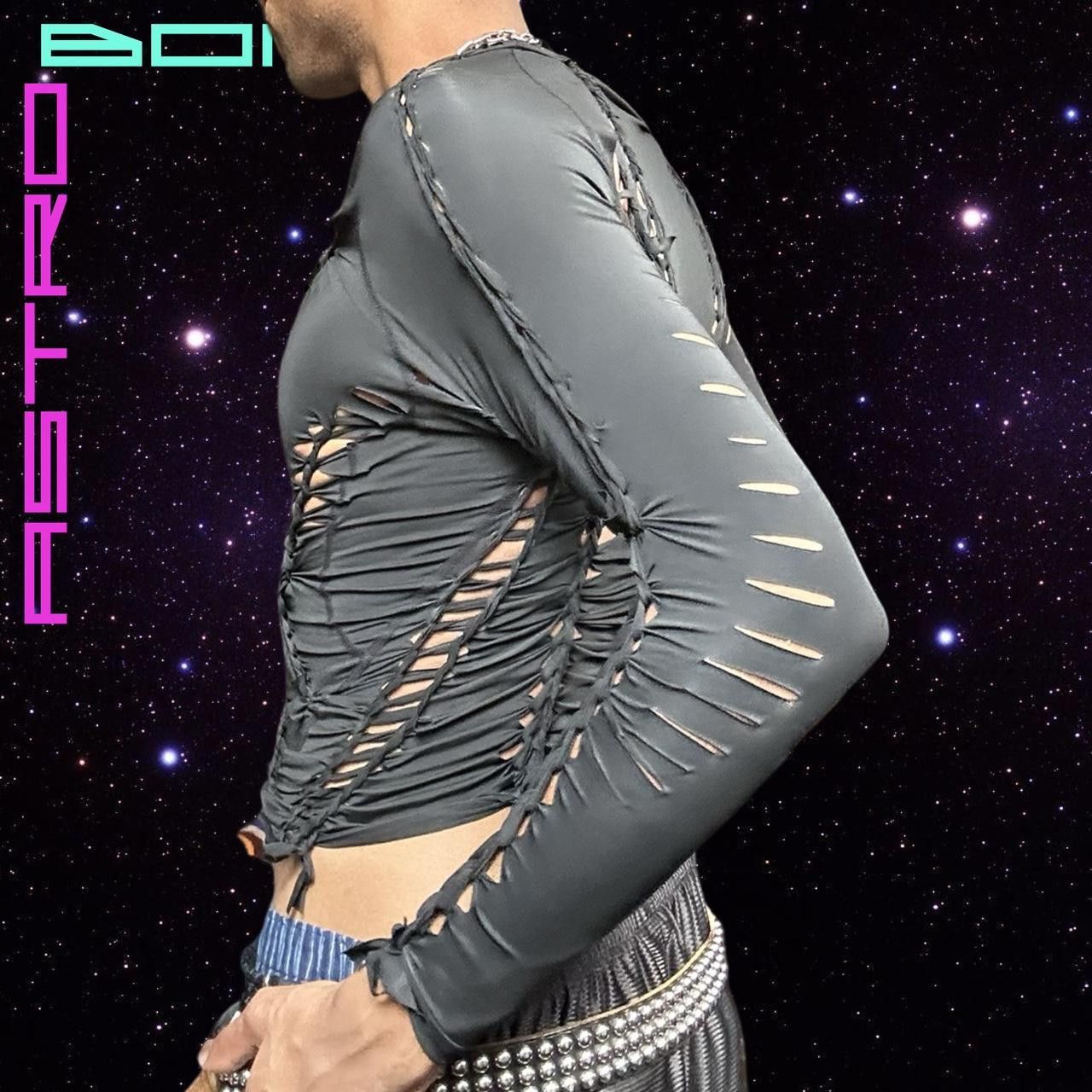 Other ASTROBOI* 'LEO' Black braided twist Compression Top - Large Size US L / EU 52-54 / 3 - 4 Thumbnail
