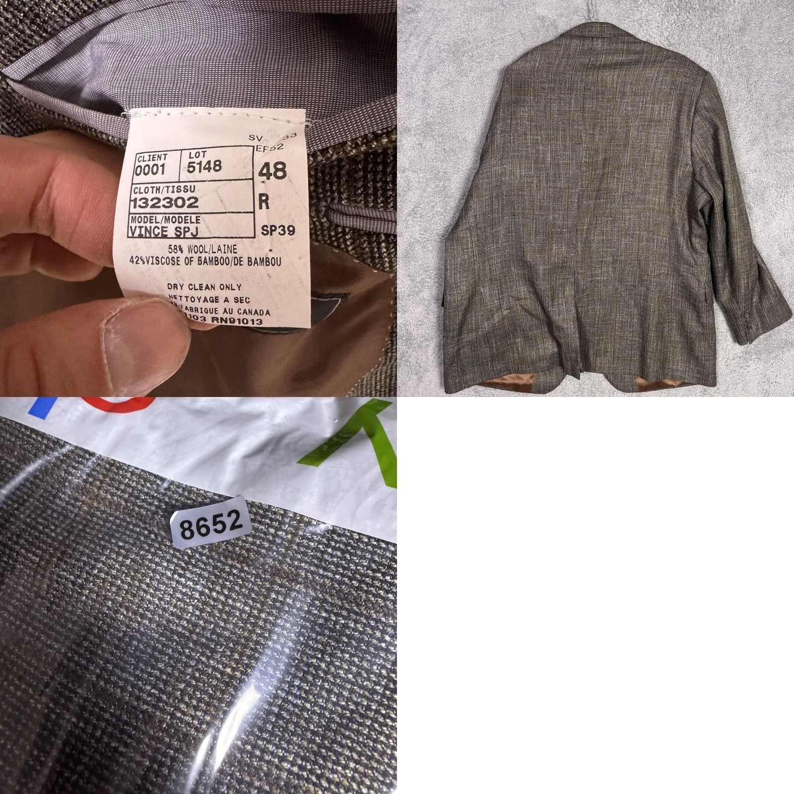 Jack Victor Jack Victor Blazer Men 48R Italian Wool Bamboo Viscose Soft Vince SPJ Windowpane Jacket Coat Size 48R - 9 Thumbnail