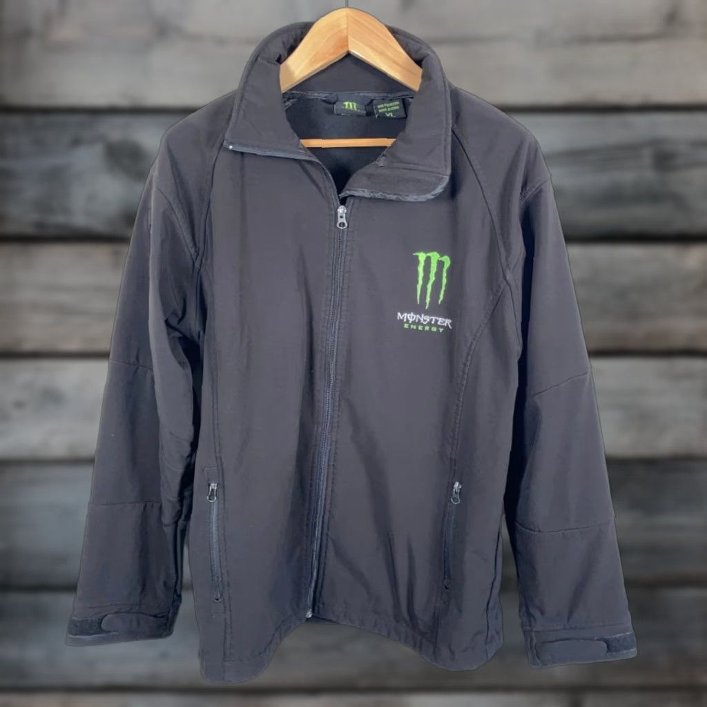 Vintage VINTAGE Monster Energy Jacket Mens L Black Softshell Full Zip Lined Pockets Logo Embroidered Bomber Retro Fall Winter Size US L / EU 52-54 / 3 - 1 Thumbnail