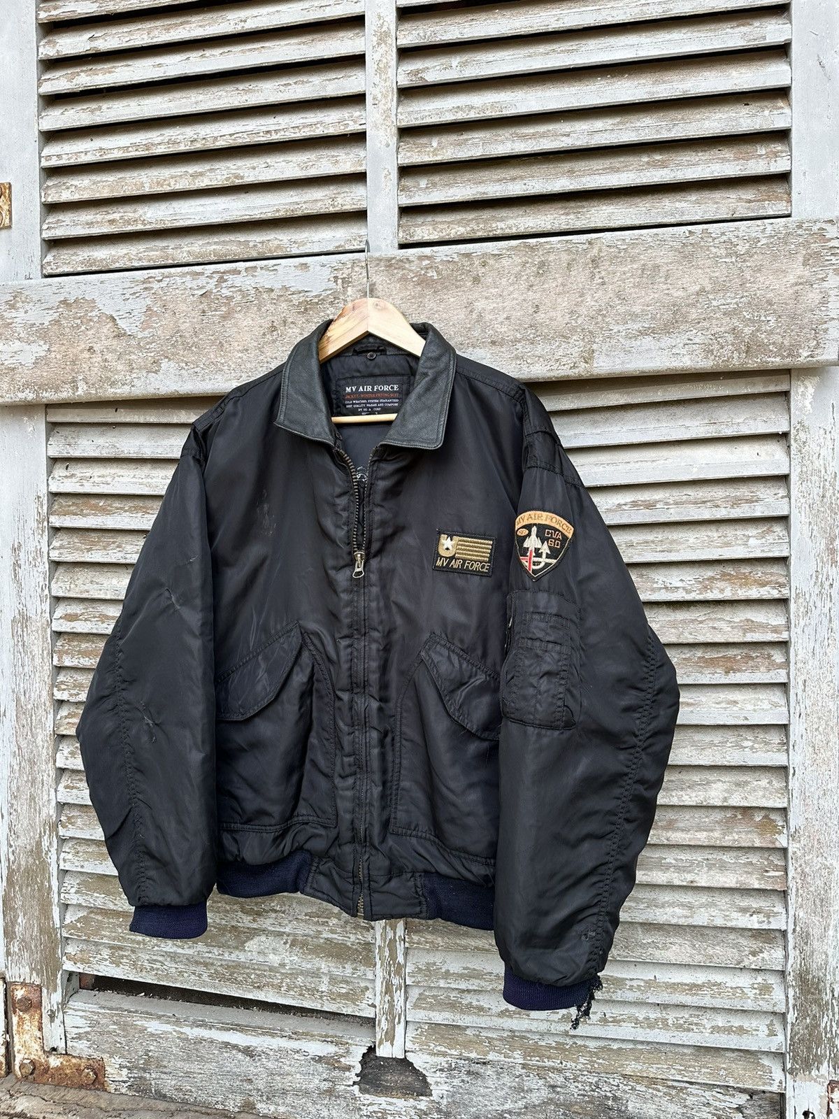 Vintage 🪖Vintage THRASHED MV AIR FORCE OVERSIZED BOMBER JACKET Size US XXL / EU 58 / 5 - 2 Thumbnail