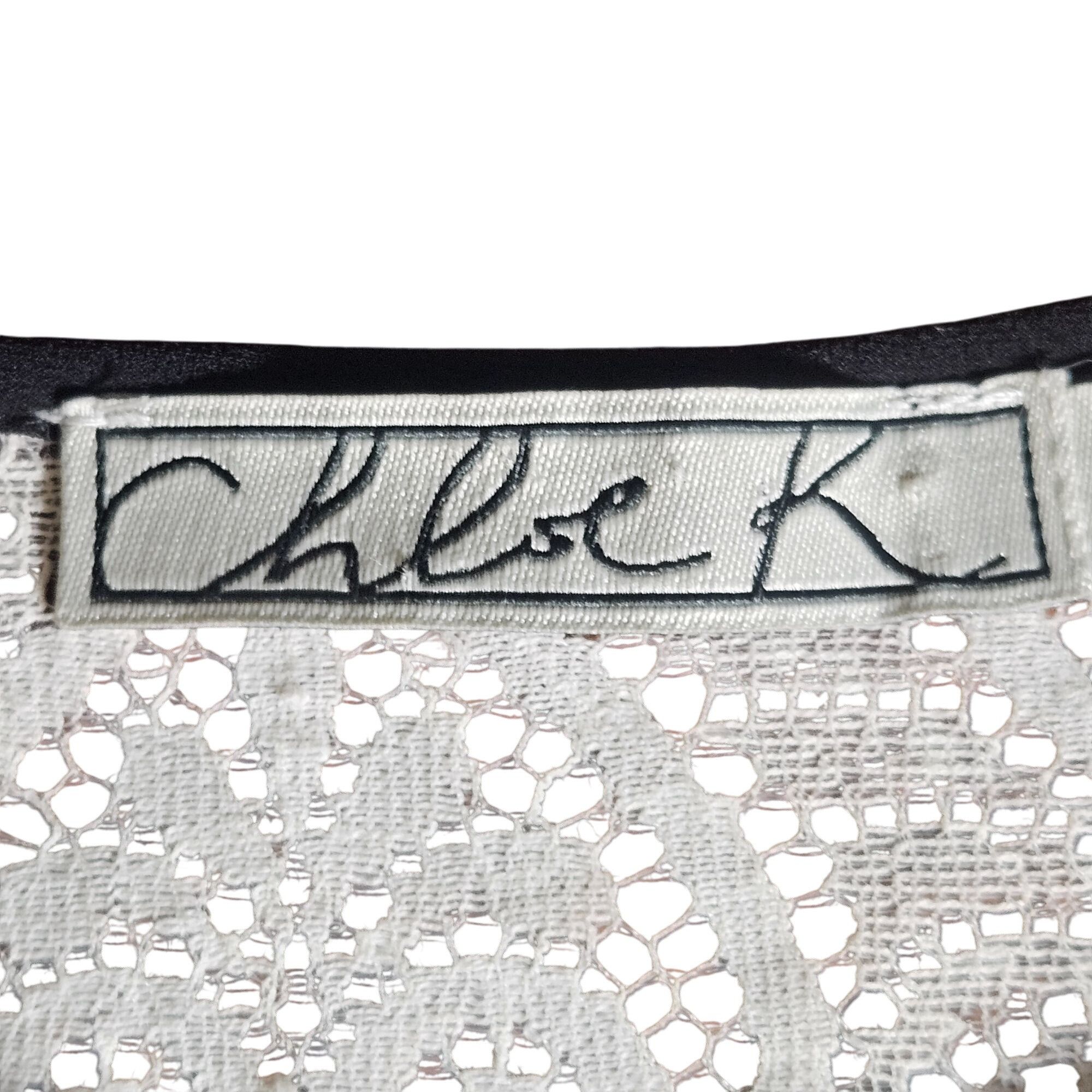 Other Chloe K Lace Blouse Cream Black Trim Long Sleeve L Coquette Size L / US 10 / IT 46 - 4 Thumbnail