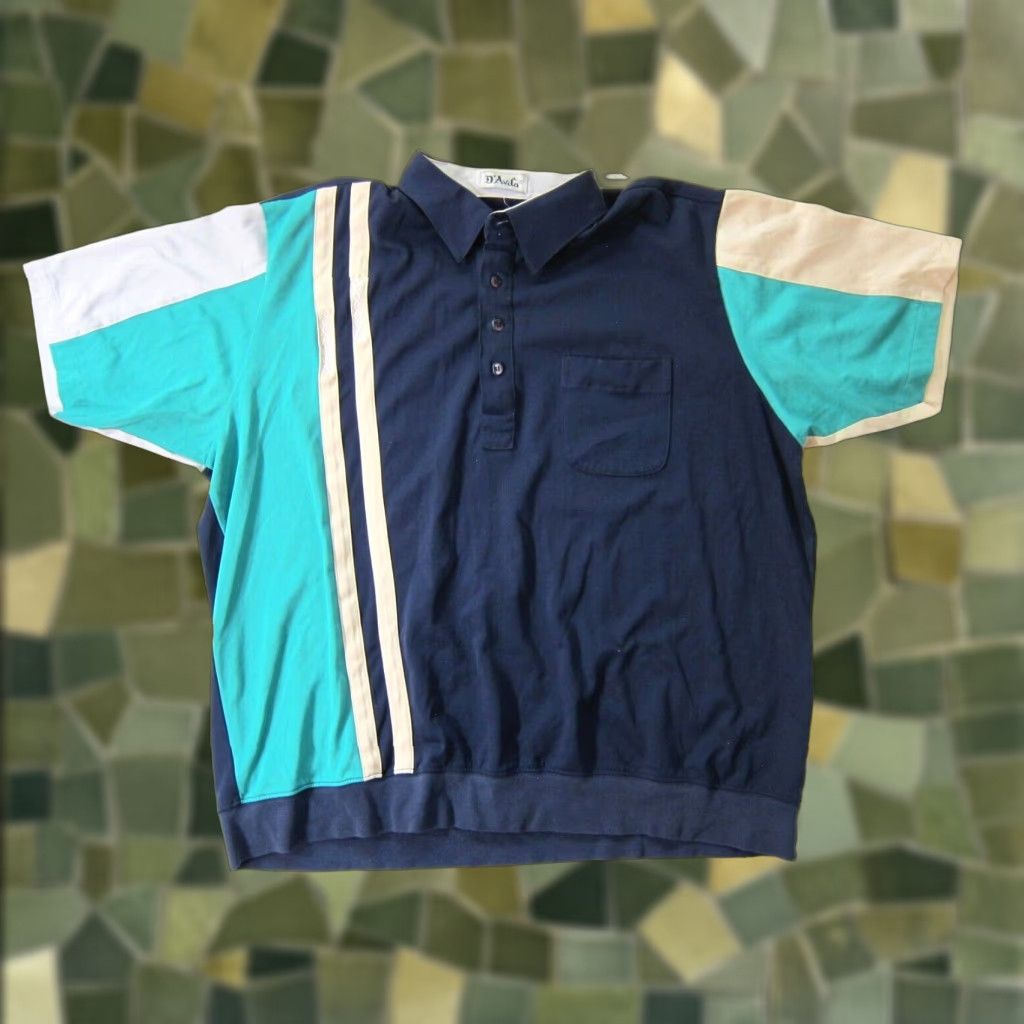 Vintage Vintage D'Avila Polo Shirt Men 1XL Short Sleeve Blue Green Collared Stretch Shirt Size US XL / EU 56 / 4 - 1 Thumbnail