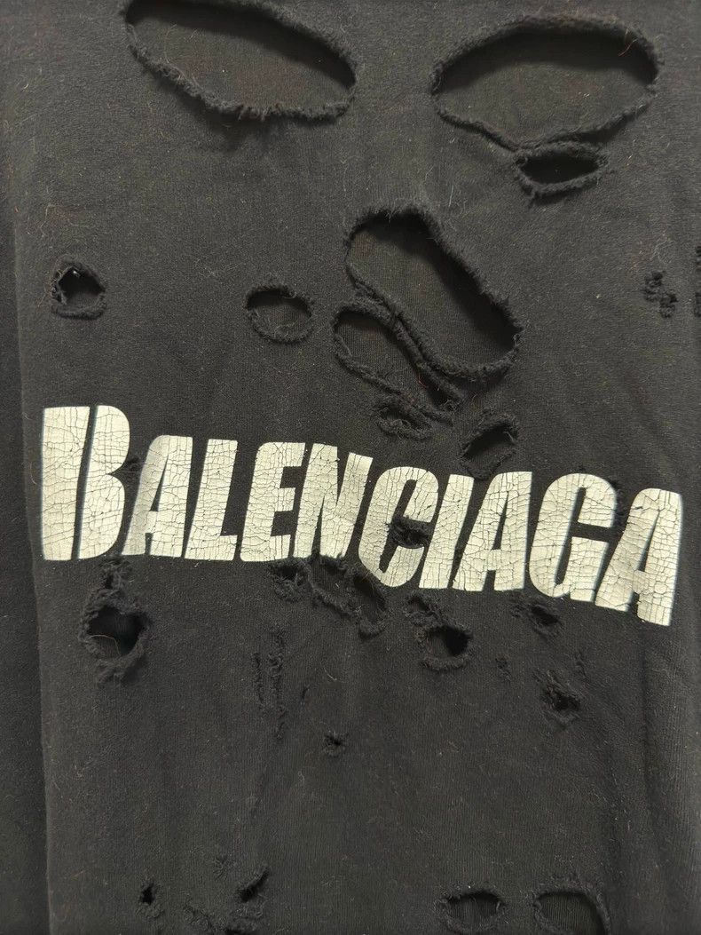 Balenciaga Balenciaga Black Ripped Hoodie Size US M / EU 48-50 / 2 - 3 Thumbnail