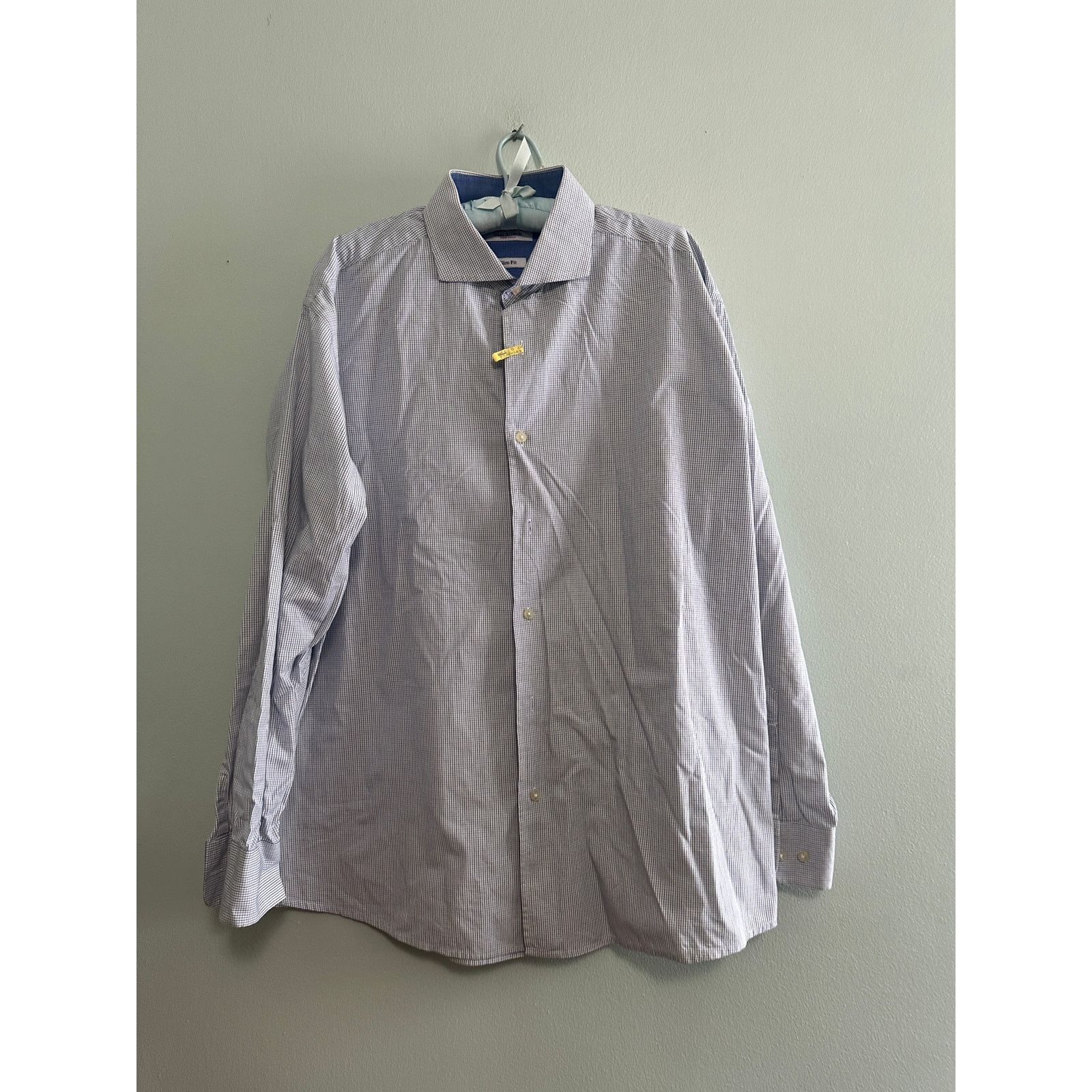 Isaac Mizrahi Isaac Mizrahi blue microplaid slim fit button down size 17.5 Size US XL / EU 56 / 4 - 2 Thumbnail