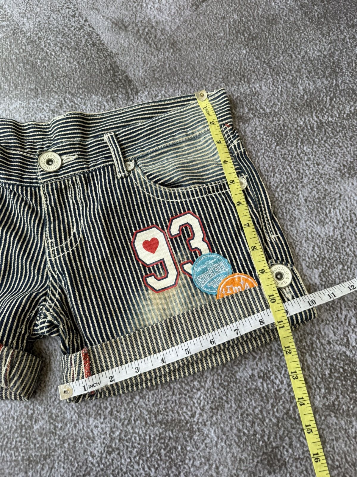 Other Blue Moon Blue Stripe Short Pants Patched Style Size 31" - 12 Thumbnail