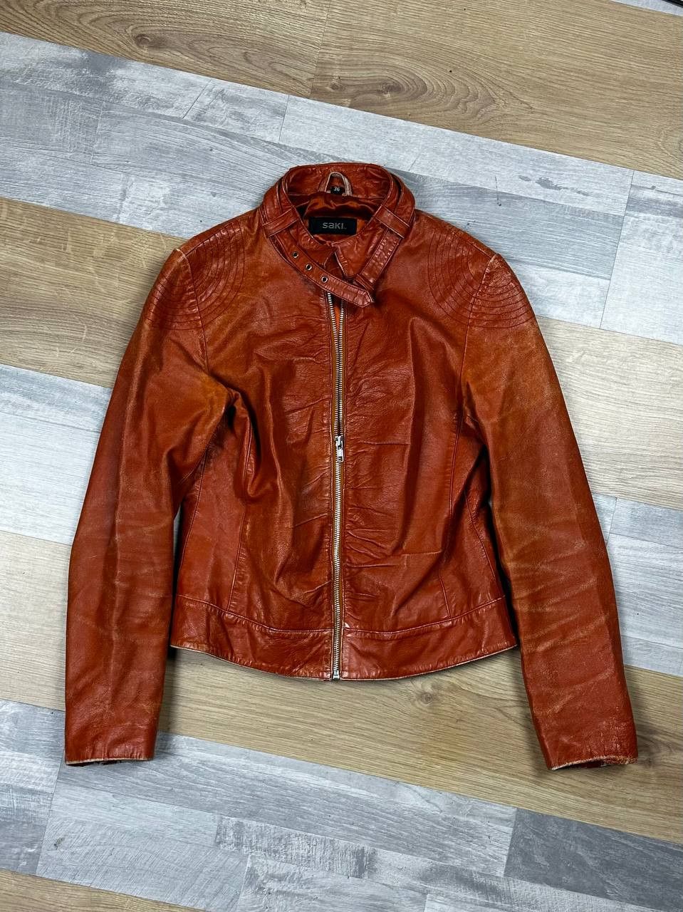 Leather Vintage Slim Bomber Cropped Leather Jacket Grunge Size S / US 4 / IT 40 - 2 Thumbnail