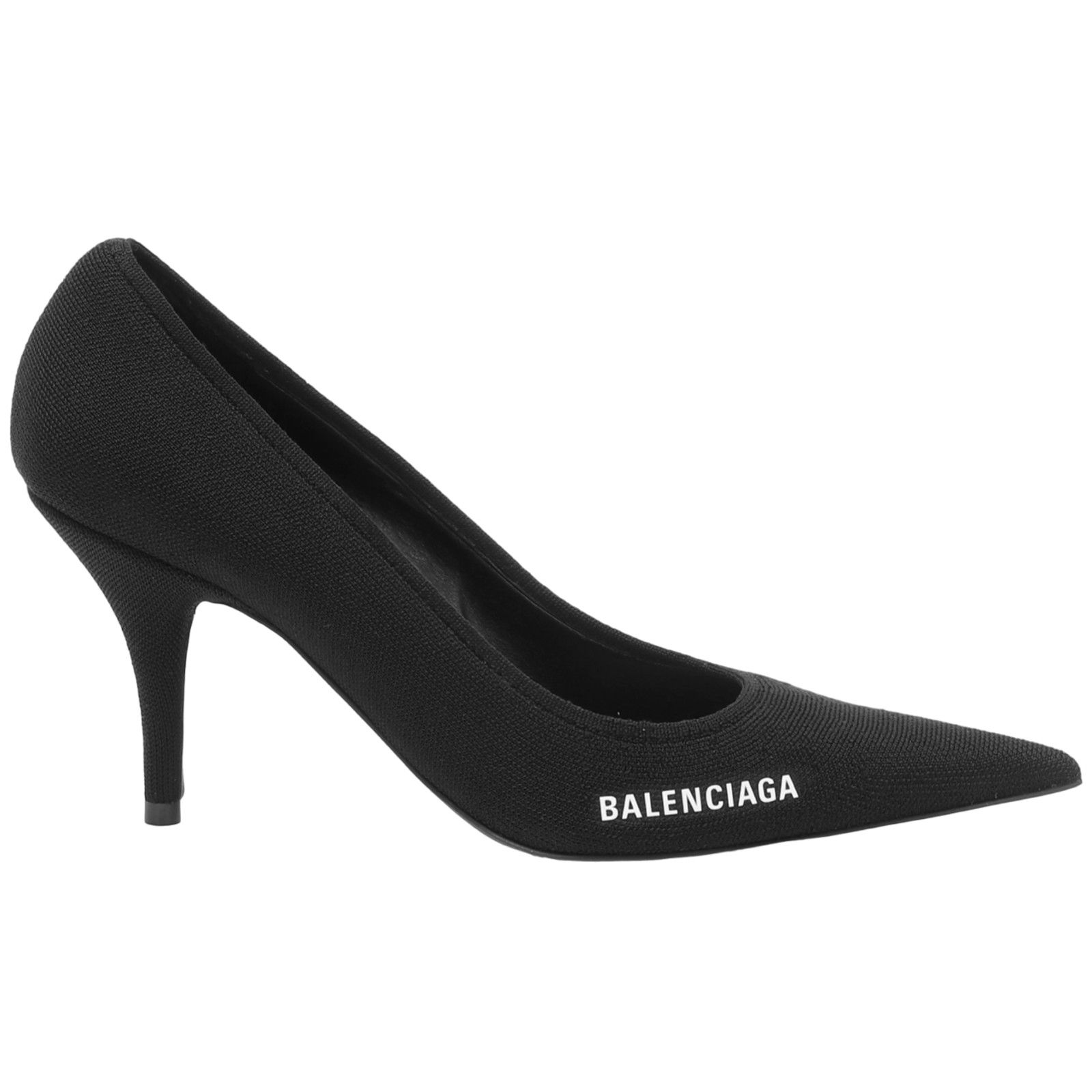 Balenciaga Knife Recycled Knit Black White Logo Pointed Heel