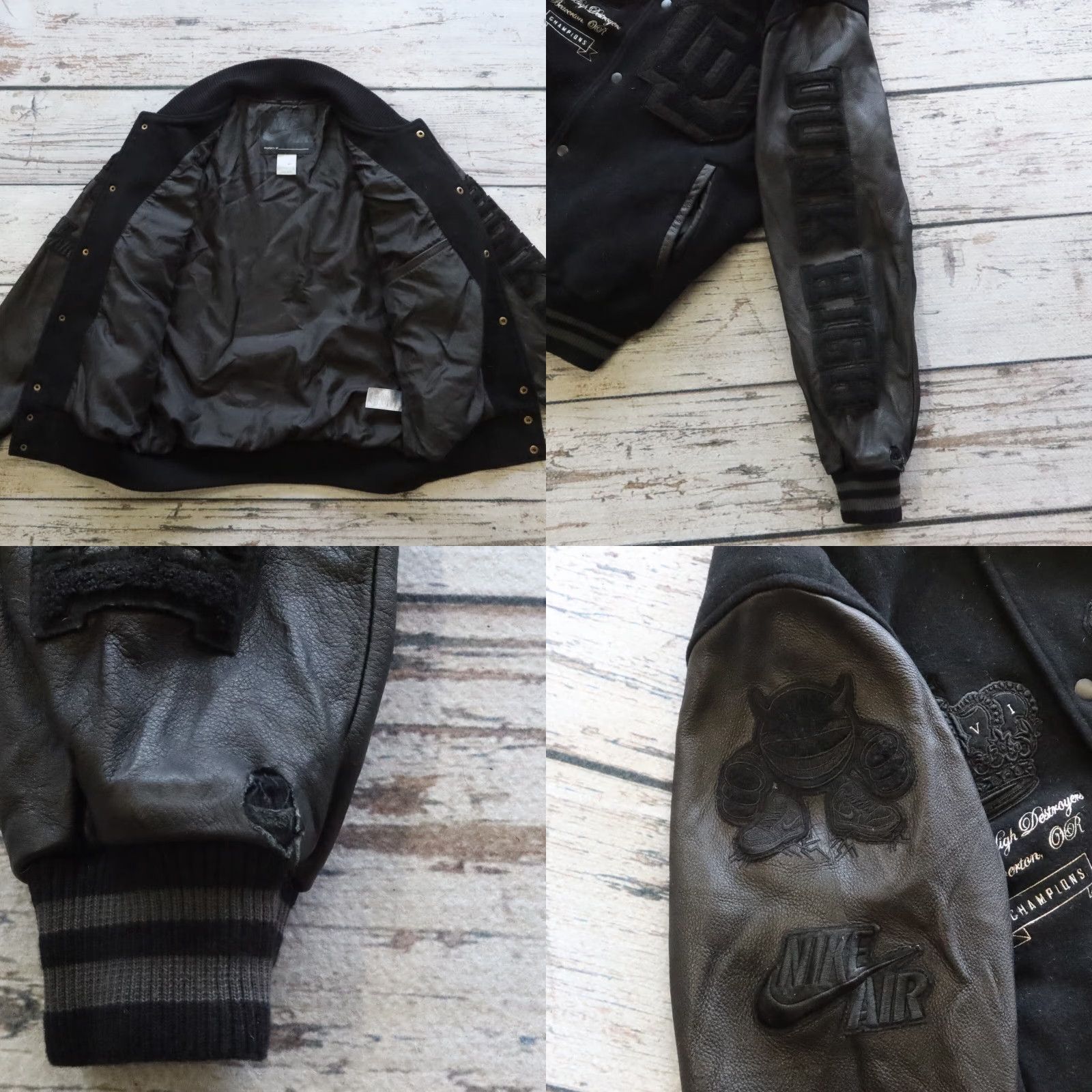 Nike VINTAGE Nike Dunk Destroyer Varsity Jacket Men M Black Size US M / EU 48-50 / 2 - 10 Thumbnail