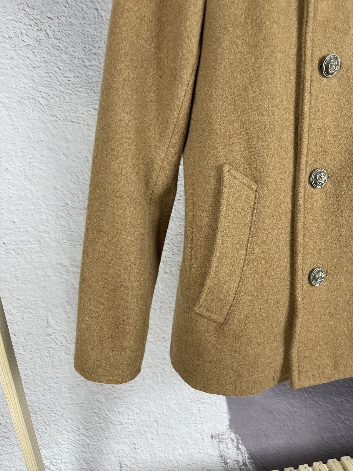 Japanese Brand Takeo Kikuchi Tokyo beige double breasted wool pea coat Size US L / EU 52-54 / 3 - 7 Thumbnail