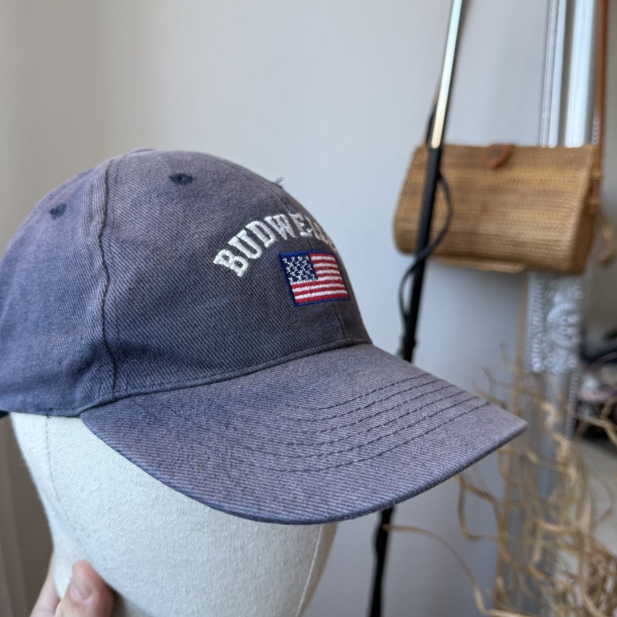 Budweiser 🍺Faded Vintage 90s Budweiser beer cap Cotton trades Dad hat Size ONE SIZE - 2 Thumbnail