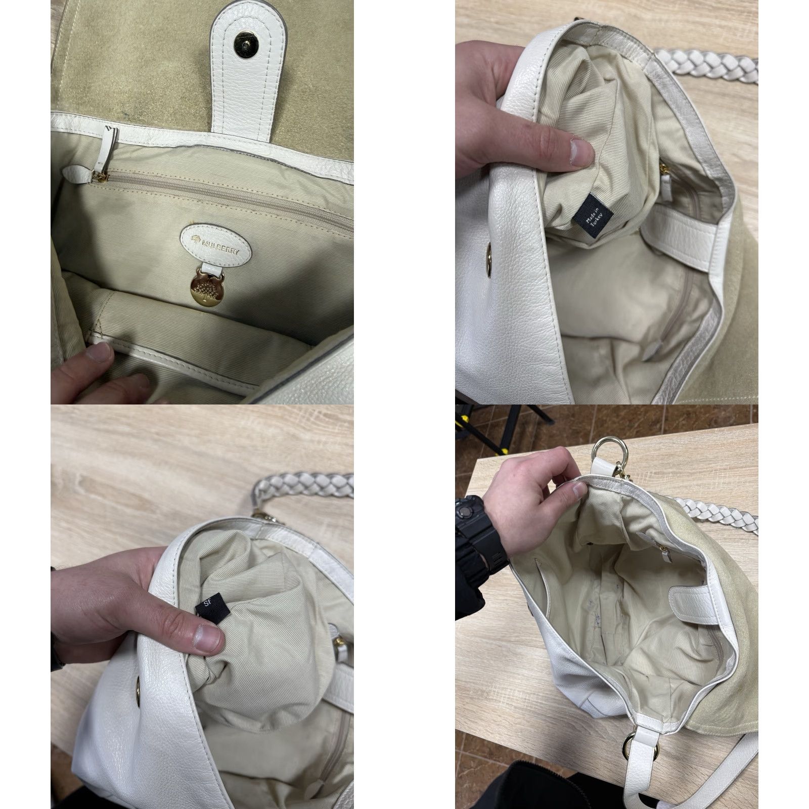 Mulberry Mulberry Daria Hobo White Leather Shoulder Bag Tree Logo Women OS White Logo Bag Size ONE SIZE - 8 Thumbnail