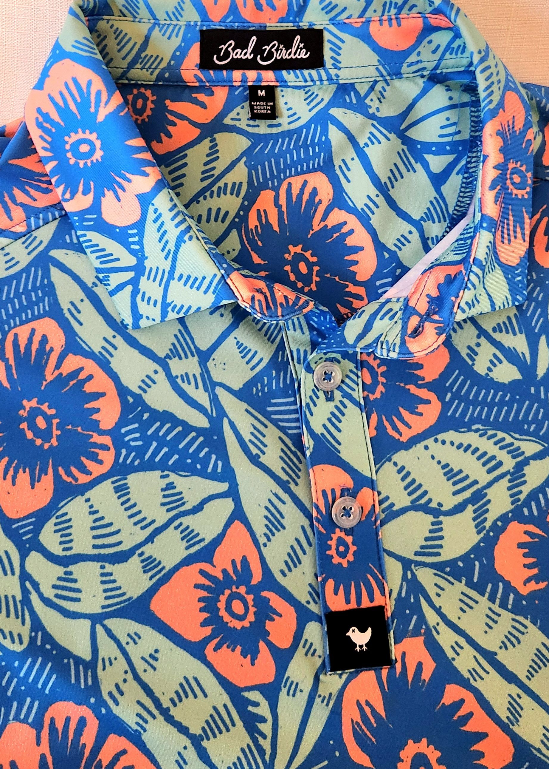 Bad Birdie Bad Birdie Golf Polo Shirt Men's Size Medium Blue Floral Size US M / EU 48-50 / 2 - 4 Thumbnail