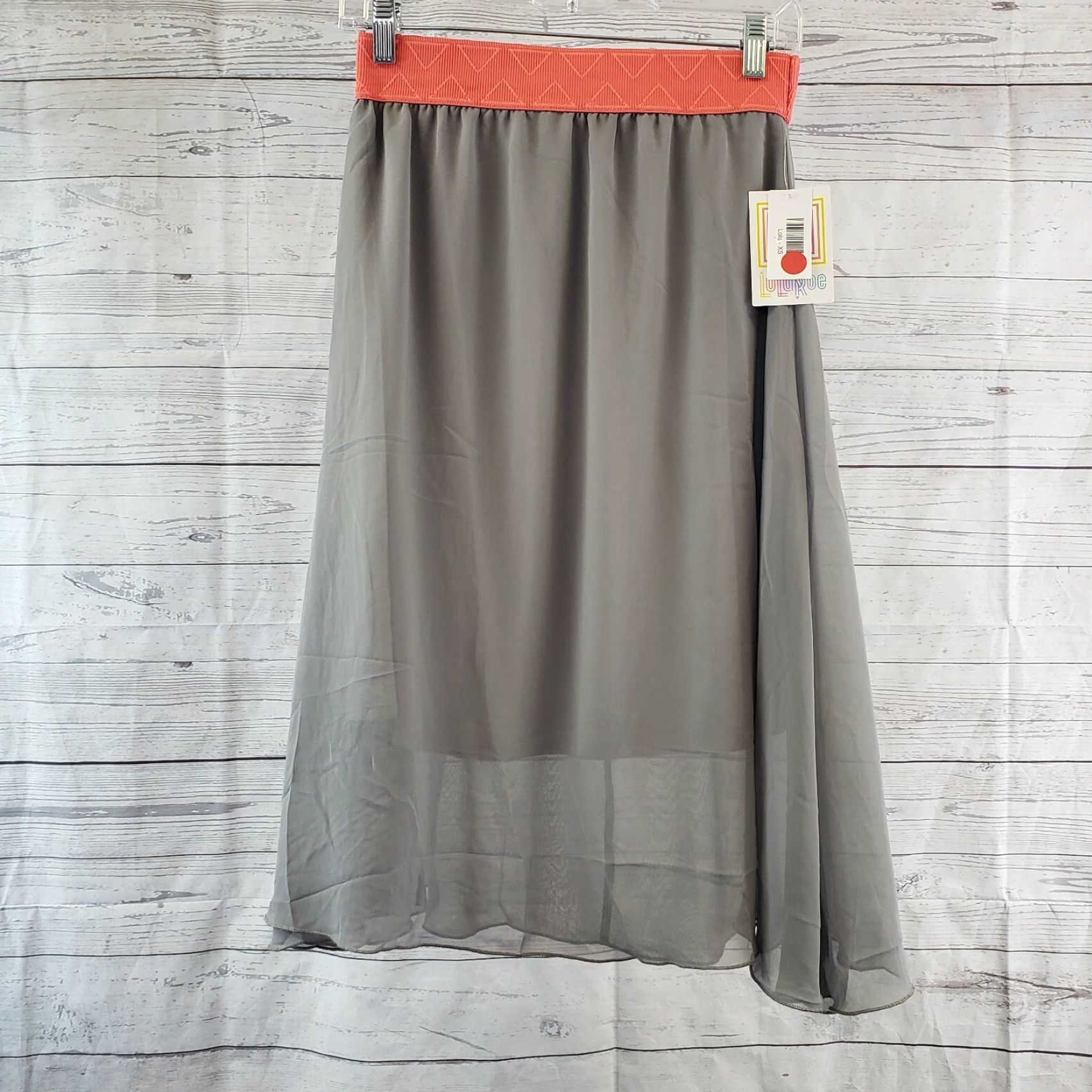 Vintage LuLaRoe Womens Lola Skirt XS Gray Coral Pull On Partially Lined Size 26" / US 2 / IT 38 - 2 Thumbnail