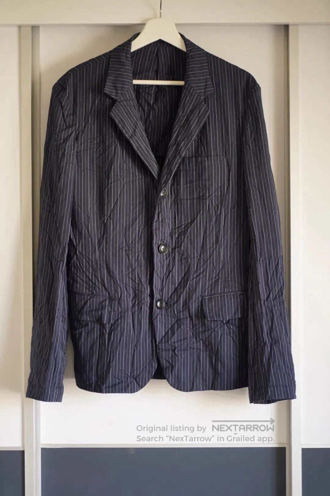 Yohji Yamamoto Blue Striped Lightweight Jacket . Size US M / EU 48-50 / 2 - 1 Thumbnail
