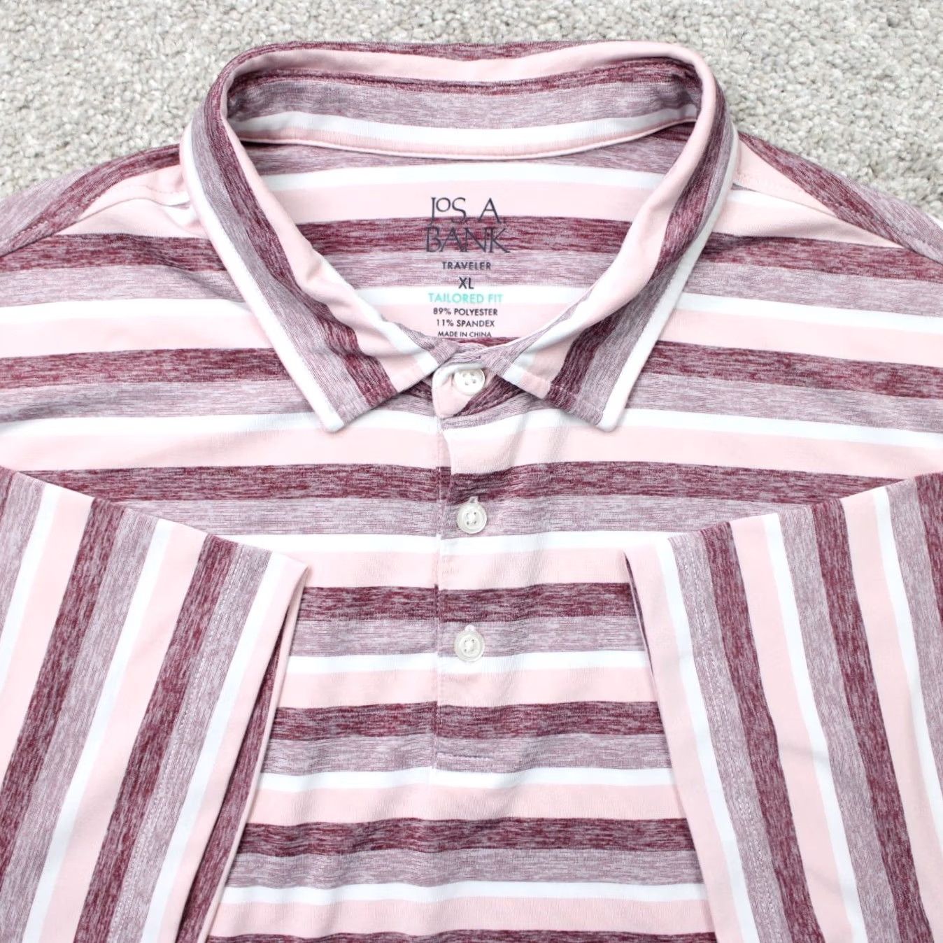 Jos. A. Bank Jos. A. Bank Polo Shirt Mens XL Pink Striped Traveler Tailored Fit Short Sleeve Size US XL / EU 56 / 4 - 2 Thumbnail