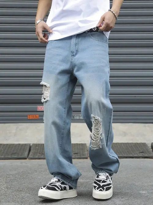 Jean Distressed Y2K ripped light jeans EDGY Size US 32 / EU 48 - 4 Thumbnail