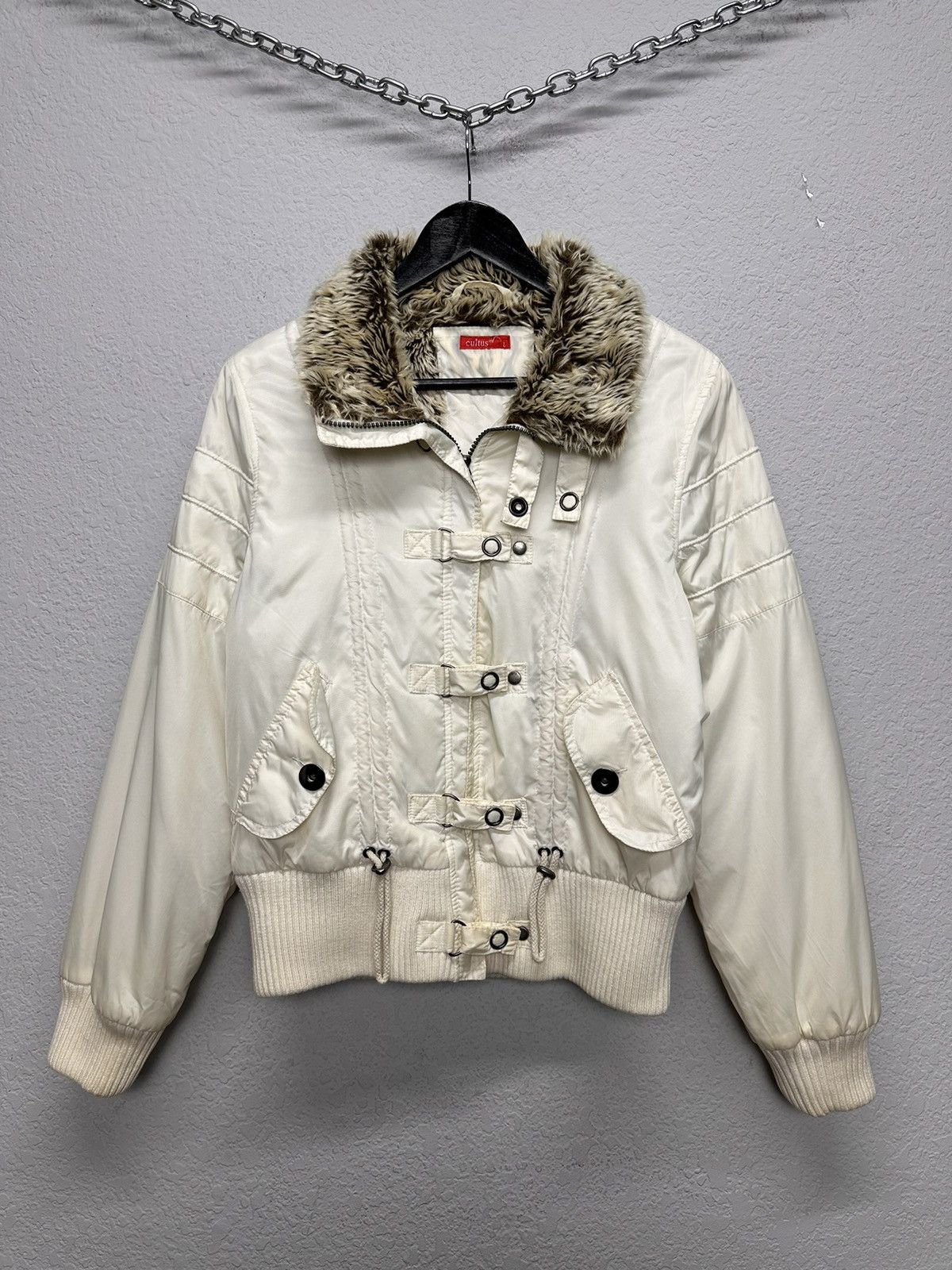 Le Grande Bleu (L.G.B.) Vintage Army Military Fur Hood Jacket Y2K Utility Cropped Size M / US 6-8 / IT 42-44 - 4 Thumbnail