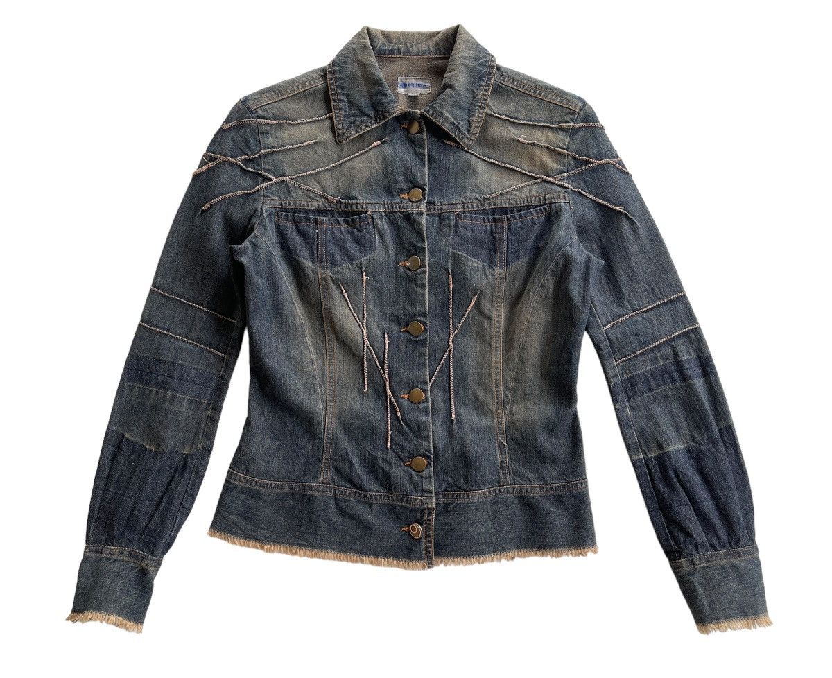 Vintage Cultura Frayed Hem Cuff Italian Denim Jacket Size S / US 4 / IT 40 - 2 Thumbnail