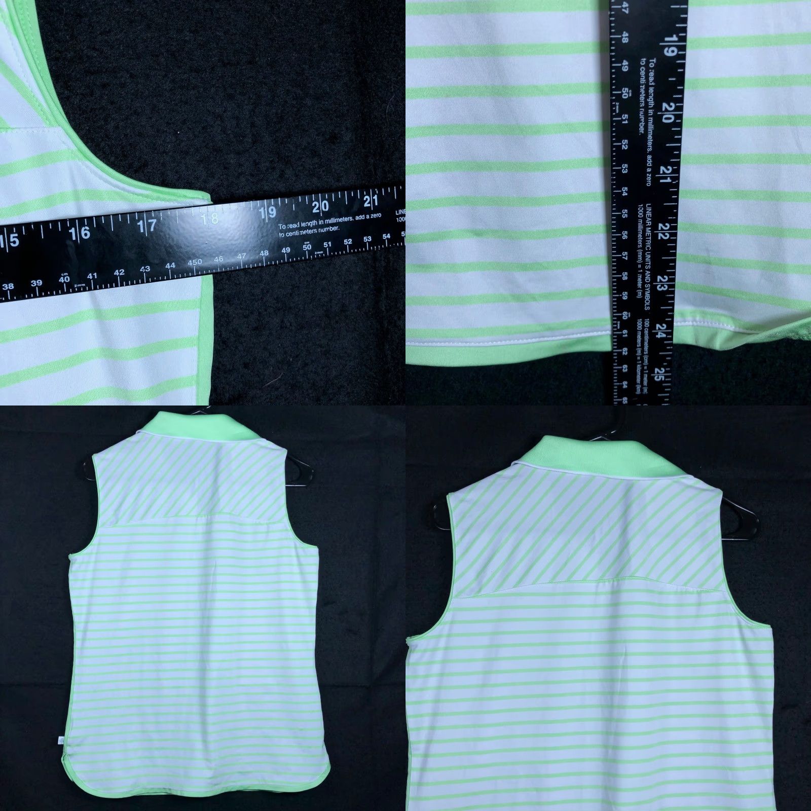 Vintage Lady Hagen Shirt Women Polo Sleeveless Striped White Green Golf Athletic Quick Dry Breathable M Size M / US 6-8 / IT 42-44 - 8 Thumbnail