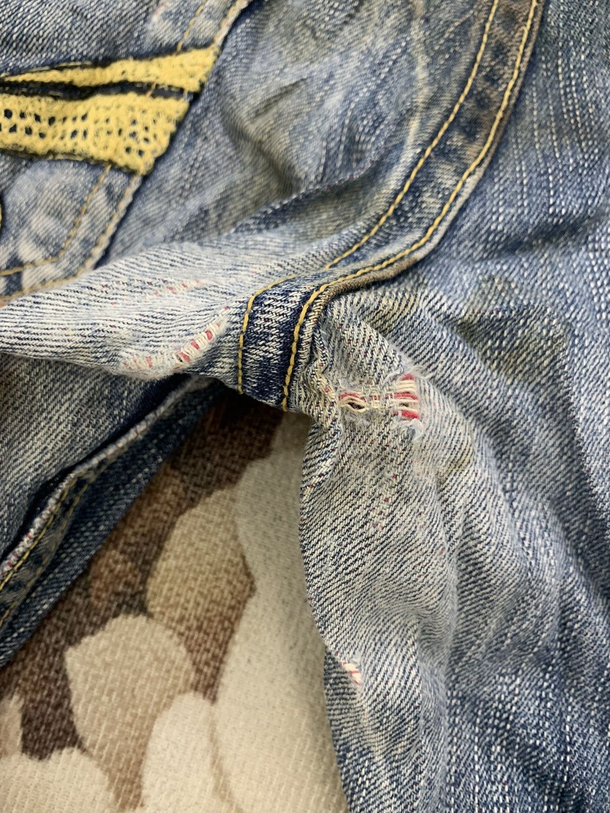 Japanese Brand Distress Red Pepper Gold Label Denim Pant Style by LBD Size US 35 - 11 Thumbnail