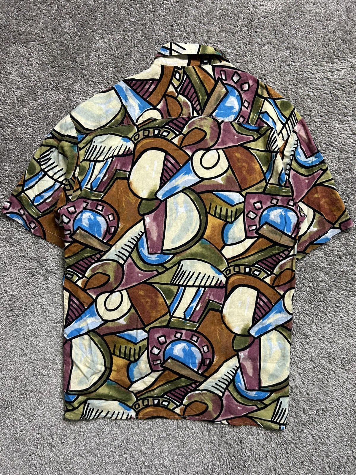 Vintage Vintage 70s Gianni Abozzi Rayon AOP Art Short Sleeve Button Size US M / EU 48-50 / 2 - 6 Thumbnail