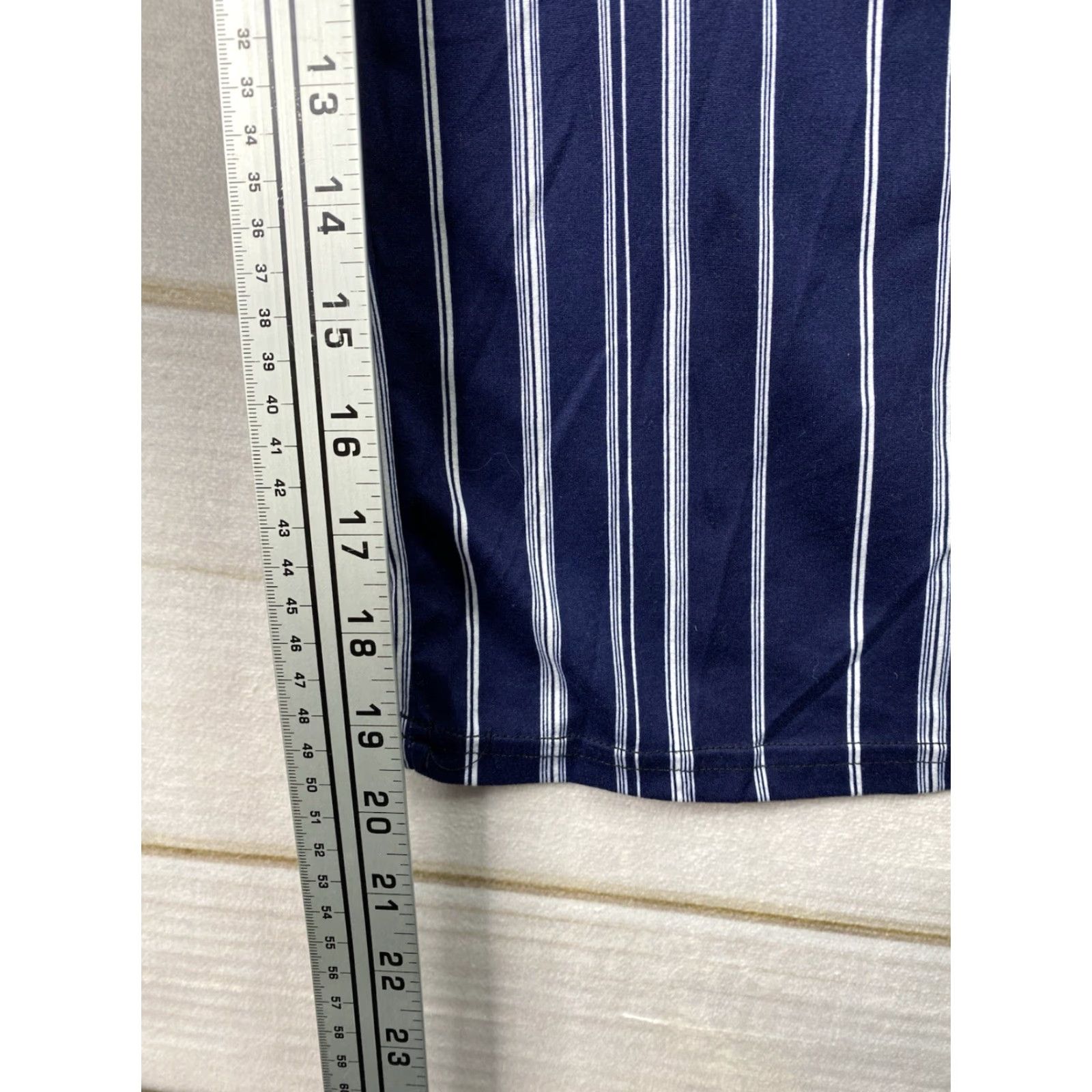 Vintage Shosho Womens Pants 1X Blue Striped Wide-Leg Pull On Gaucho Crop Belted Stretch Pants Reg Large Size 40" / US 18 - 5 Thumbnail