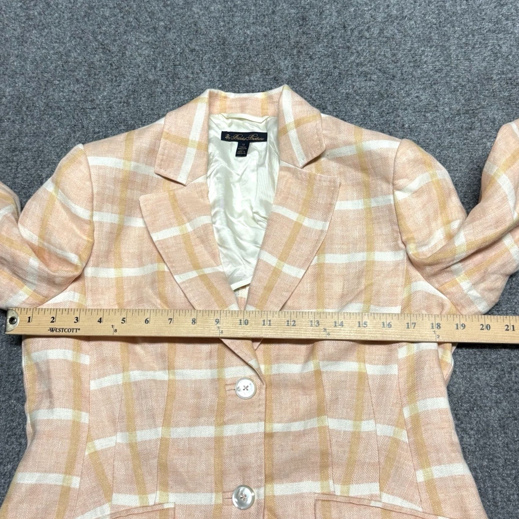 Brooks Brothers Brooks Brothers Blazer Jacket Womens 12 Checkered Linen Orange Button Pockets Casual Classic Designer Preppy Womens Size XL / US 12-14 / IT 48-50 - 4 Thumbnail