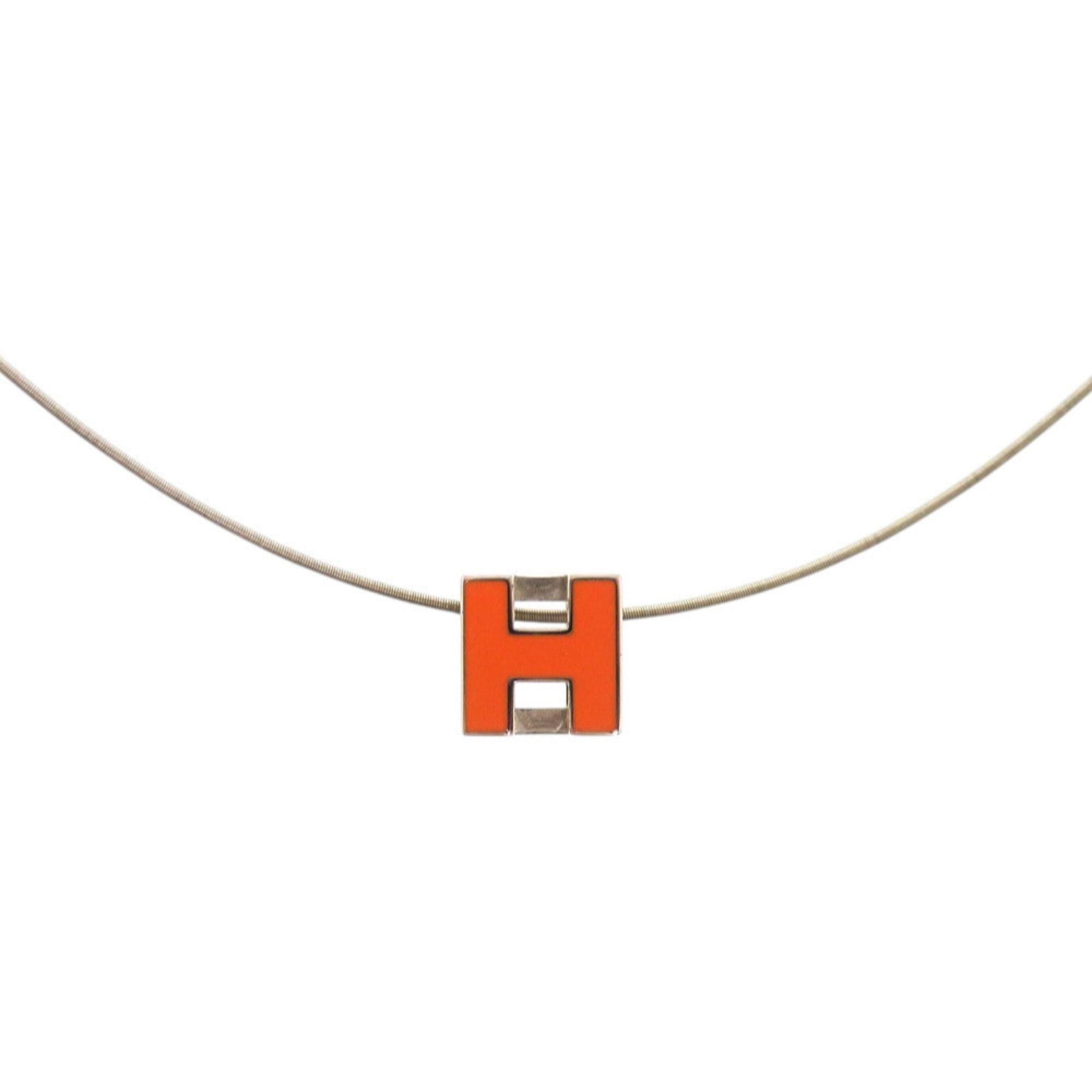 Hermes Excellent condition Hermès Carge d'Ache H Cube Metal Orange Necklace 0114HERMES Size ONE SIZE - 1 Thumbnail