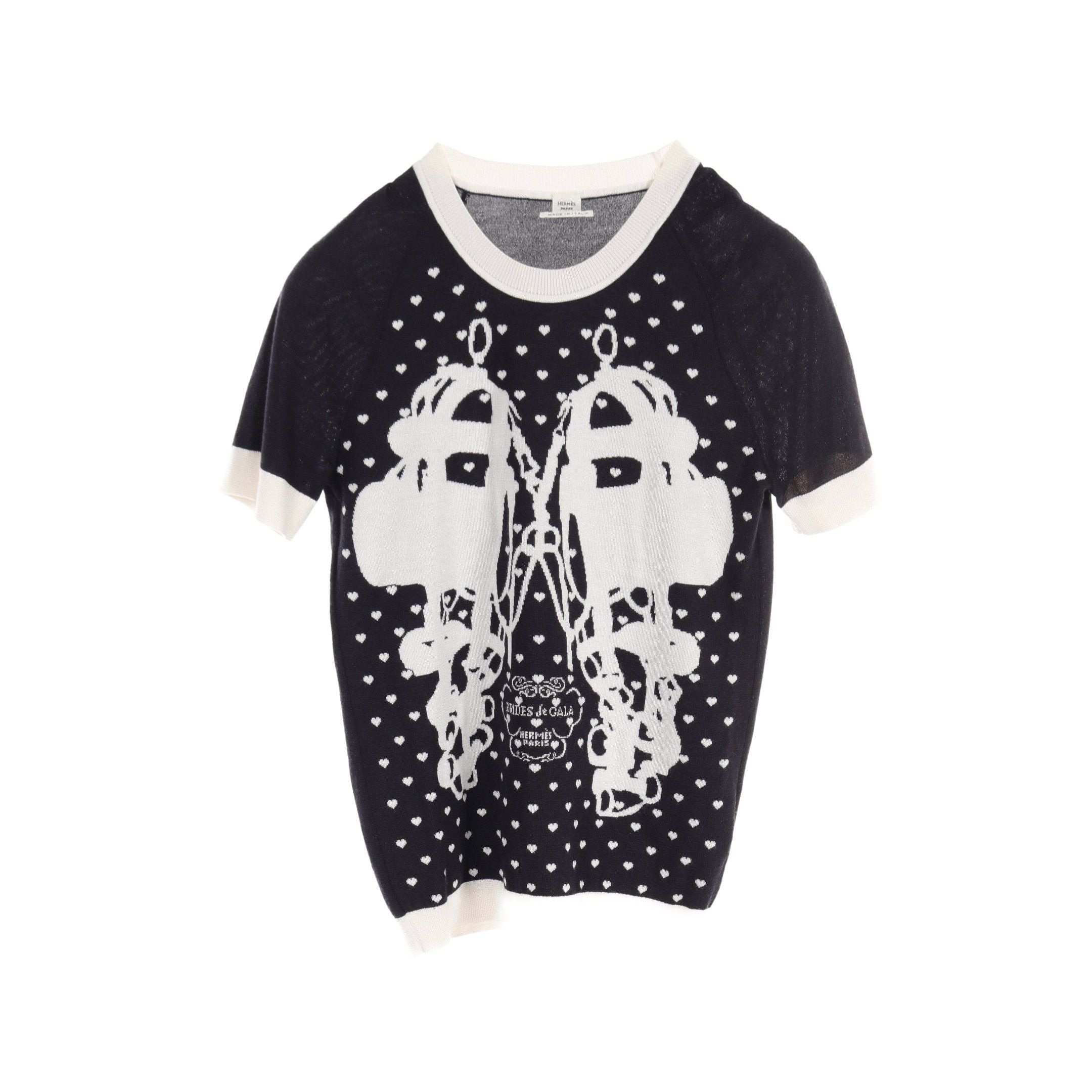 Hermes Hermes Brides De Gala Knit Cashmere Silk Dark Navy Ivory Size ONE SIZE - 1 Thumbnail