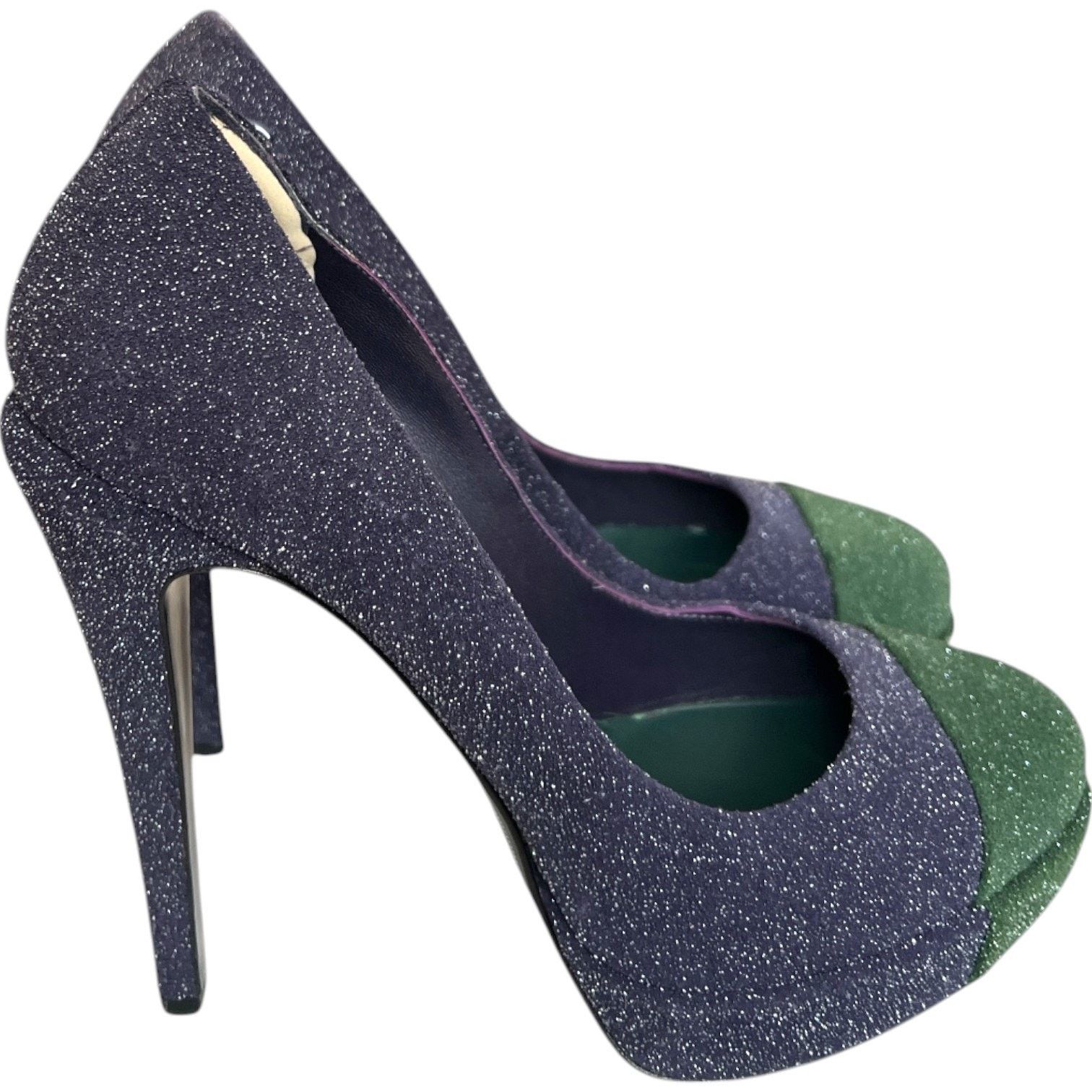 Chanel CHANEL Purple/Green Interlocking CC Logo Pumps, US8.5/IT38.5 Size US 8.5 / IT 38.5 - 2 Thumbnail