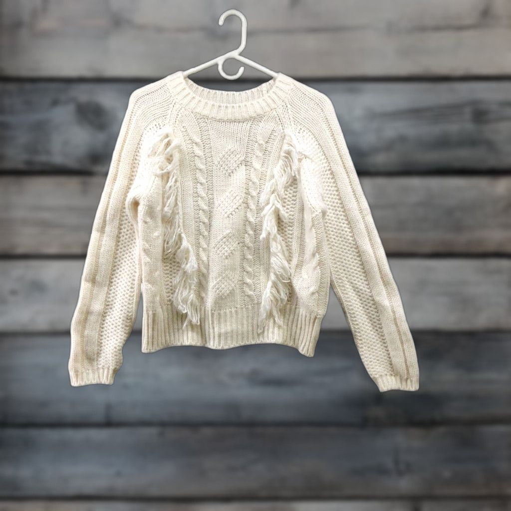 Vintage VINTAGE Elsa Manda Fringe Cable Knit Sweater Women’s M Wool Blend Ivory Size M / US 6-8 / IT 42-44 - 1 Thumbnail