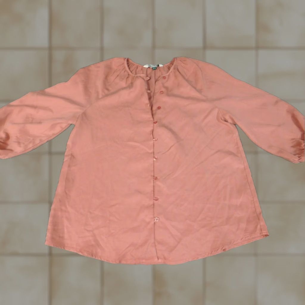 Vintage Baukjen Blouse Womens 6 pink Button Down Shirt Long Sleeve Round Neck Pullover Casual Regular Size M / US 6-8 / IT 42-44 - 1 Thumbnail