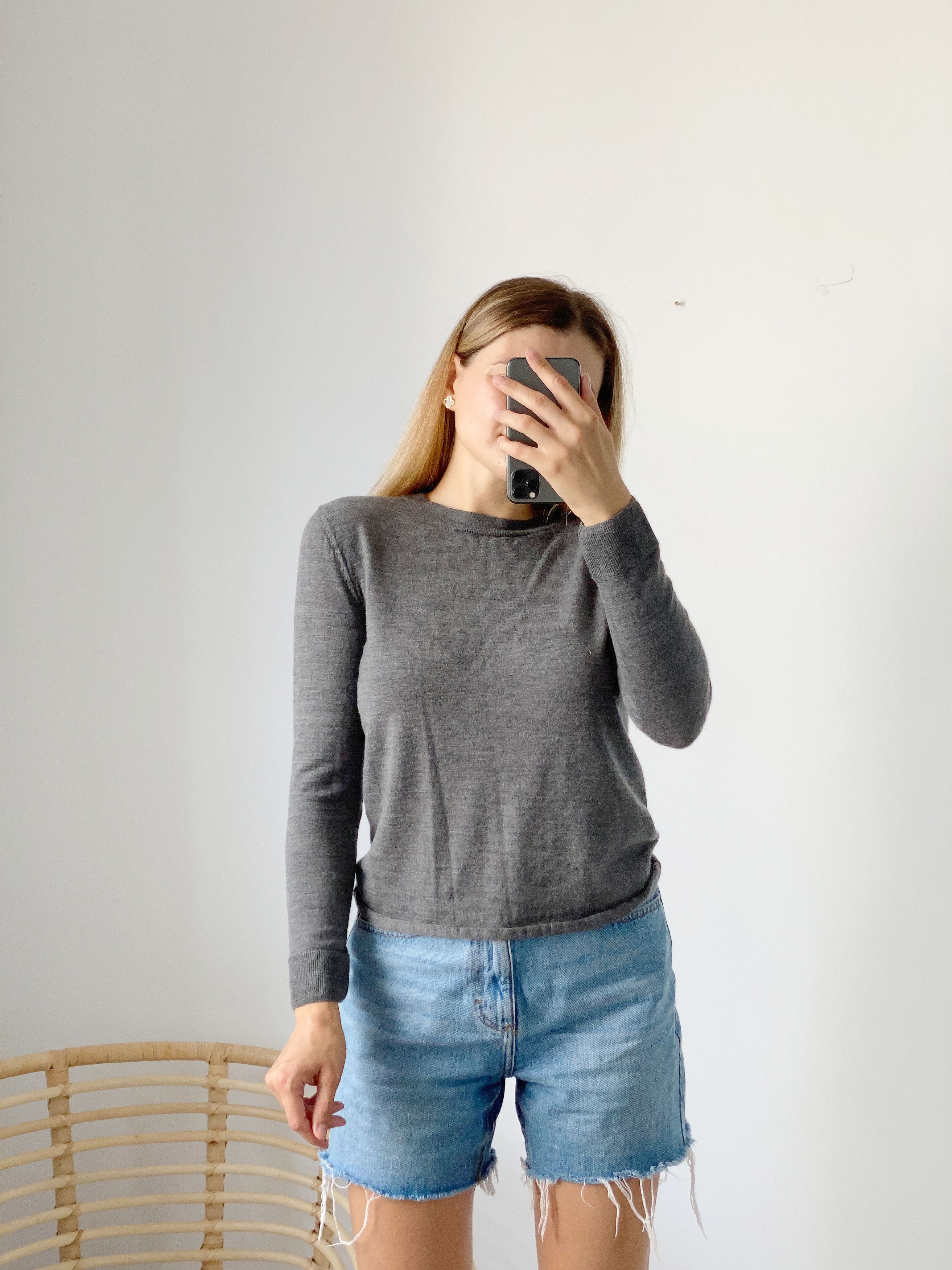 Designer Stefanel Sweater Jumper Grey Soft Wool for Ladies / Women's Size S / US 4 / IT 40 - 4 Thumbnail