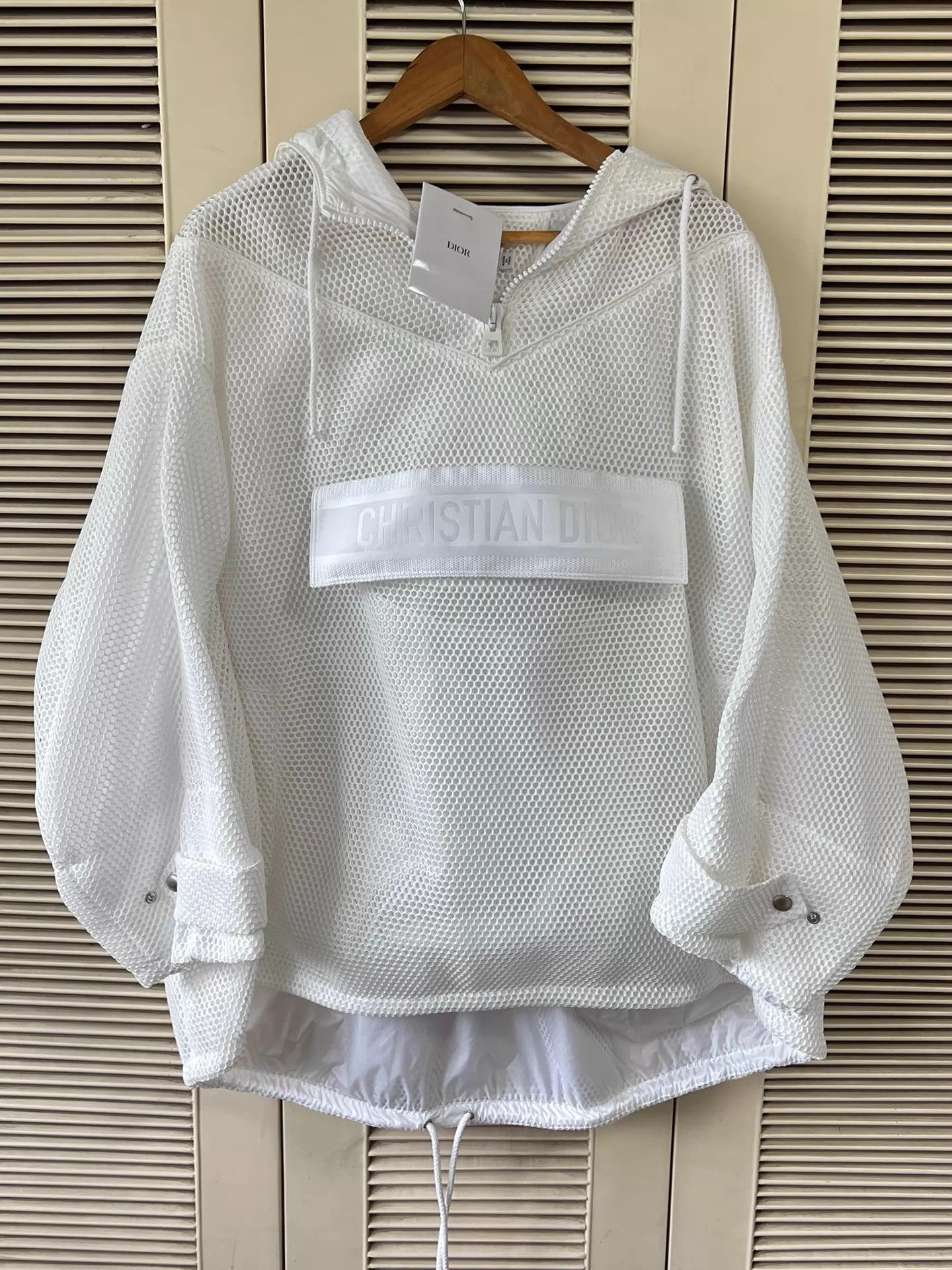 Dior Dior Tech Mesh Oversized Hooded Jacket White S Logo Size S / US 4 / IT 40 - 1 Thumbnail