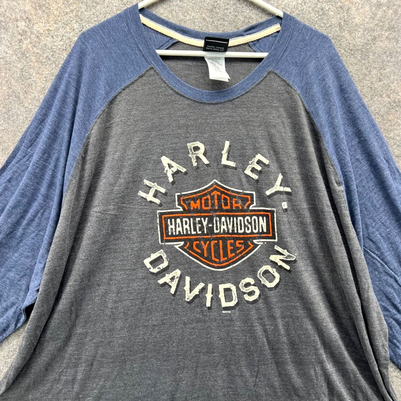 Harley Davidson Harley-Davidson Shirt Men 5XL Grey Blue 3/4 Sleeve Crewneck Motorcycle Logo T-Shirt Size US XXL / EU 58 / 5 - 6 Thumbnail