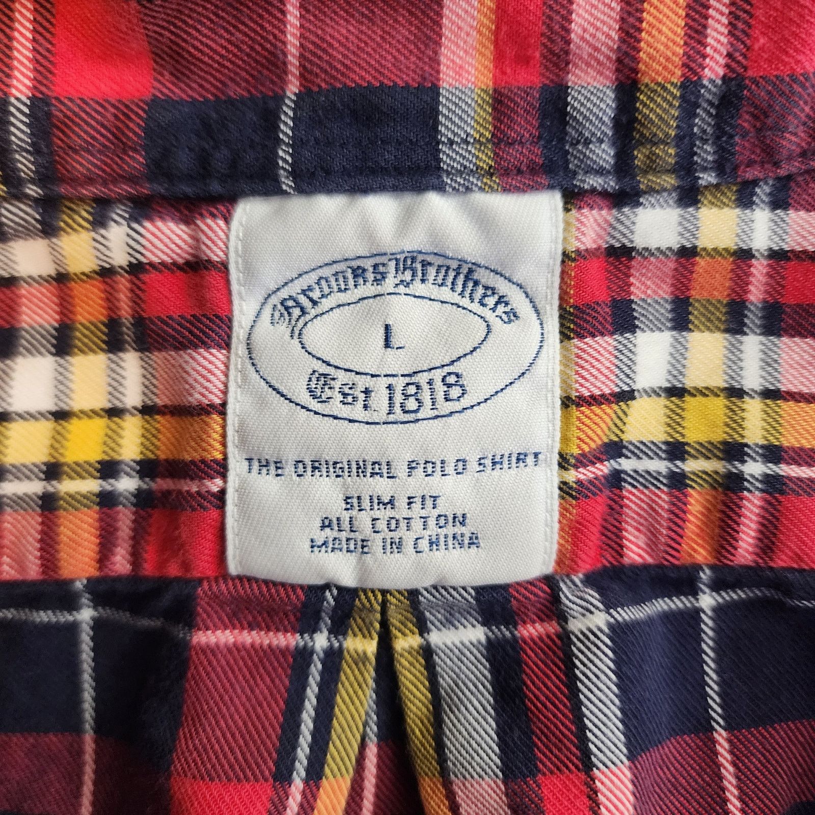 Brooks Brothers Brooks Brothers Large Slim Fit Polo Shirt, Red Plaid Size US L / EU 52-54 / 3 - 3 Thumbnail