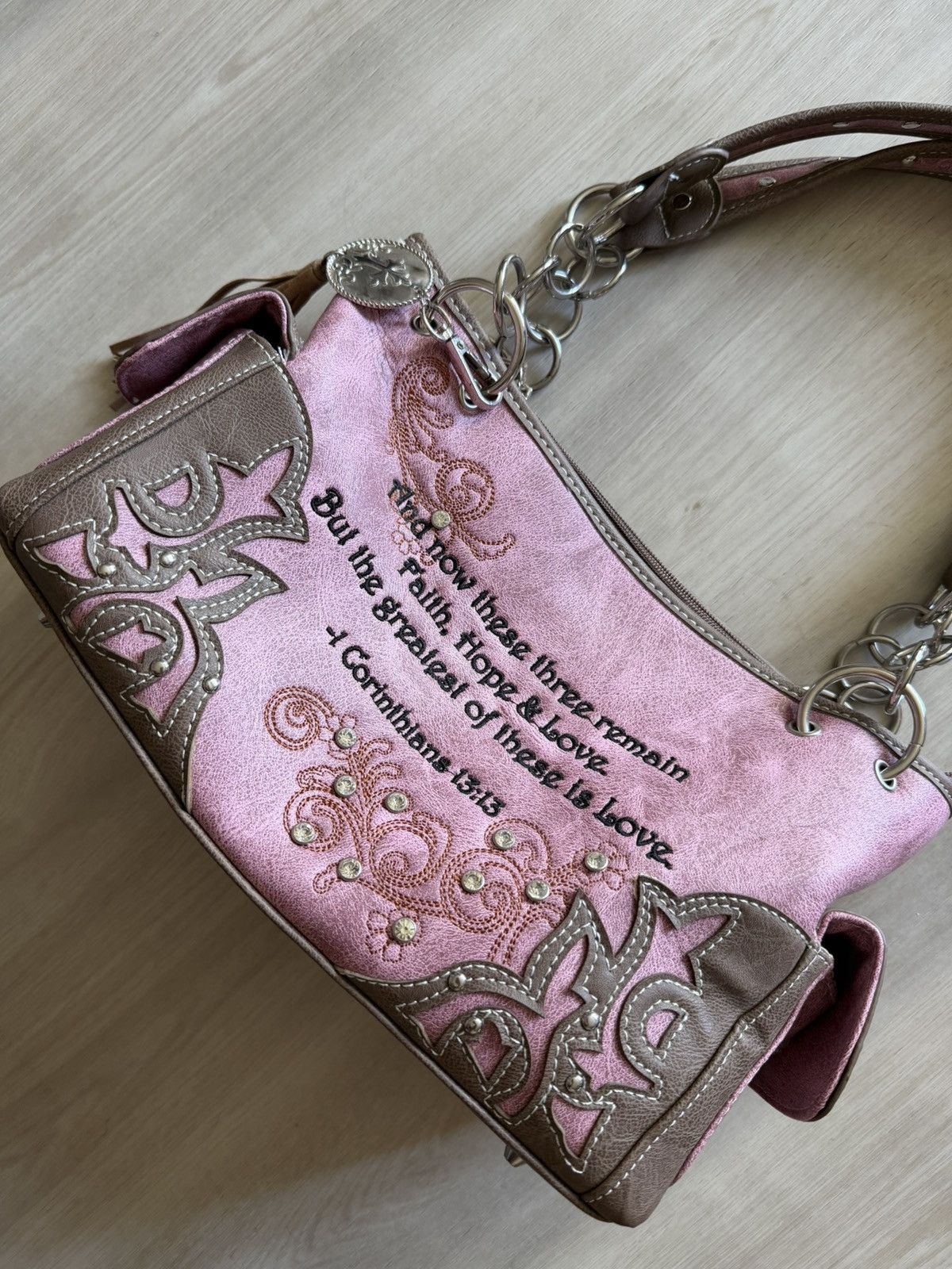 Vintage Cowgirl Trendy Western Cross Bible Verse Purse w/ Conceal Size ONE SIZE - 2 Thumbnail