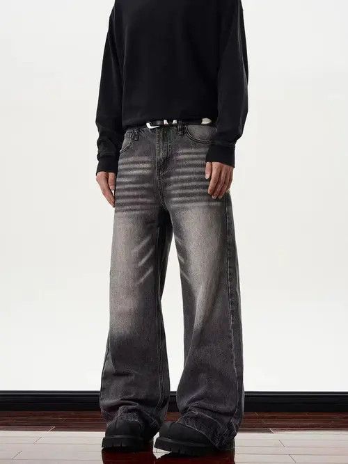 Japanese Brand High street vintage black straight tube micro flared jeans Size US 32 / EU 48 - 4 Thumbnail