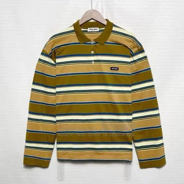 Miu Miu MIU MIU SS24 Striped Button Jersey Polo Shirt. Size L / US 10 / IT 46 - 1 Thumbnail