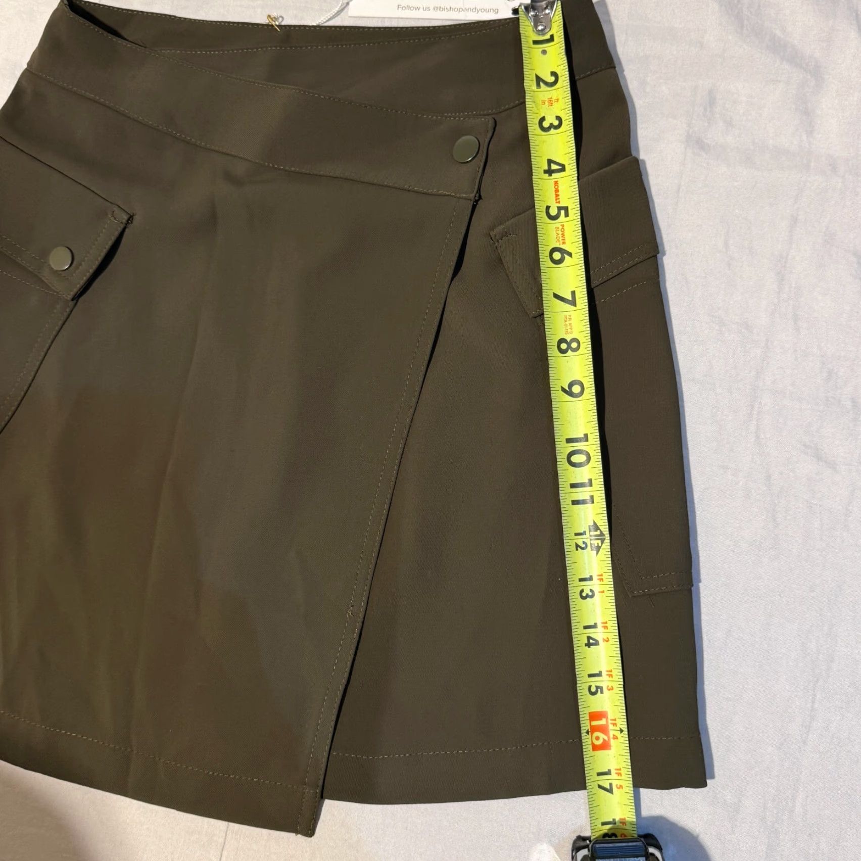 Vintage Bishop + Young Skirt Women Size Small Army Green Side Snap Pockets Mini NEW Military Womens Size 28" / US 6 / IT 42 - 4 Thumbnail
