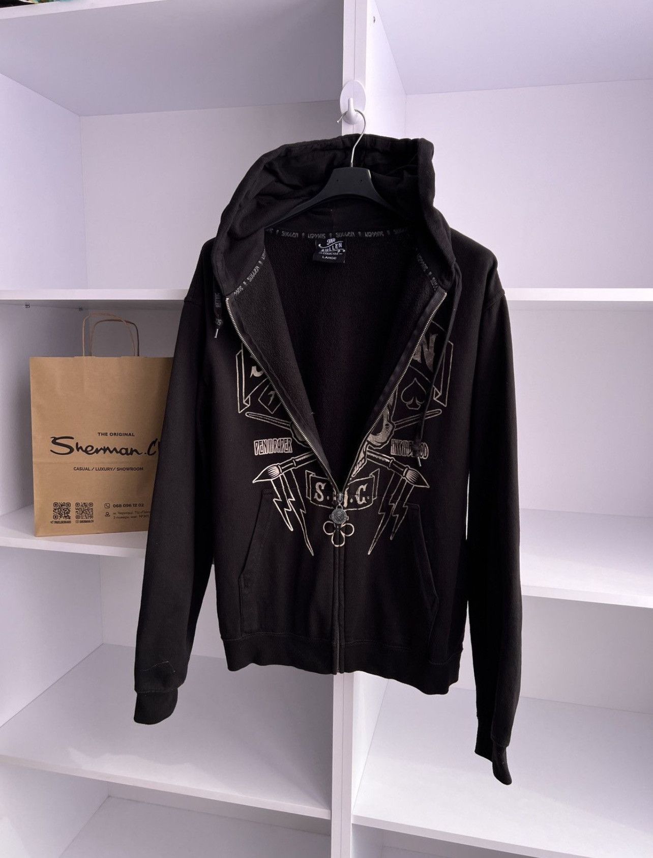Ed Hardy × Japanese Brand × Vintage Vintage Sullen Ed Hardy Style Skull zip sweatshirt Size US L / EU 52-54 / 3 - 5 Thumbnail