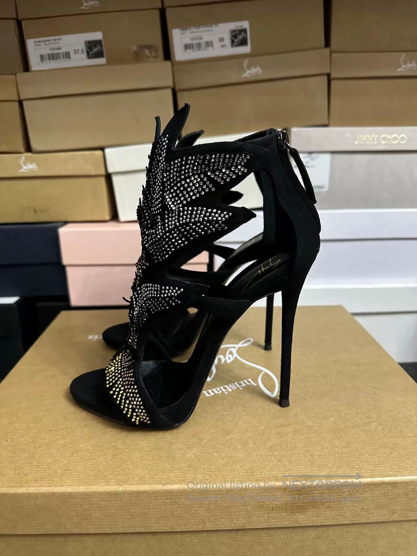 Giuseppe Zanotti Giuseppe Zanotti Crystal Leaf Heels. Size US 7 / IT 37 - 3 Thumbnail